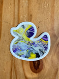 Purple, Yellow, Black and White Duck Sticker - Nonbinary Pride - Easy Peel - Vinyl - 3"