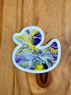 Purple, Yellow, Black and White Duck Sticker - Nonbinary Pride - Easy Peel - Vinyl - 3"