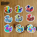 Green, Pink and Blue Duck Sticker - Polysexual Pride - Easy Peel - Vinyl - 3"