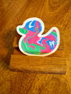 Green, Pink and Blue Duck Sticker - Polysexual Pride - Easy Peel - Vinyl - 3"