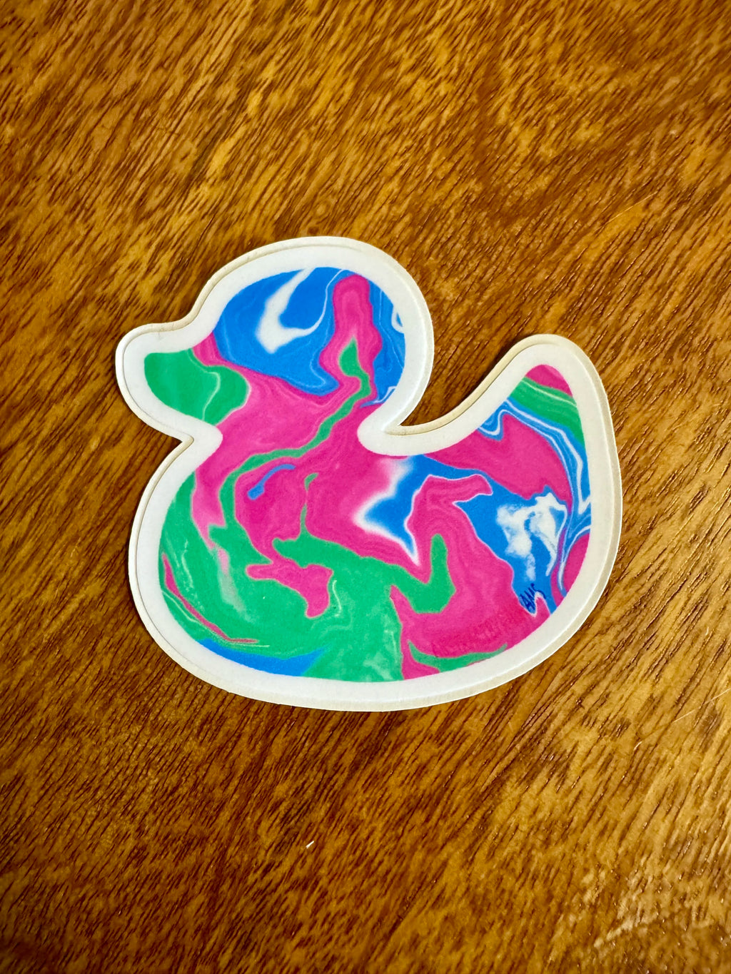 Green, Pink and Blue Duck Sticker - Polysexual Pride - Easy Peel - Vinyl - 3"