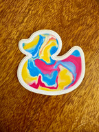 Pink, Yellow, Blue Duck Sticker - Pansexual Pride - Easy Peel - Vinyl - 3"