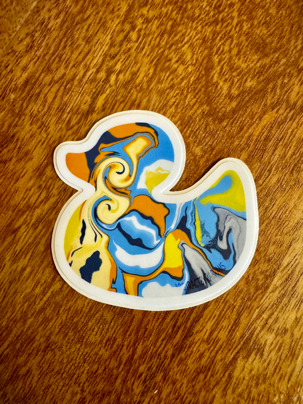 Blue, Yellow and Orange Duck Sticker - Aroace Pride - Easy Peel - Vinyl - 3"