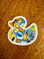 Blue, Yellow and Orange Duck Sticker - Aroace Pride - Easy Peel - Vinyl - 3"