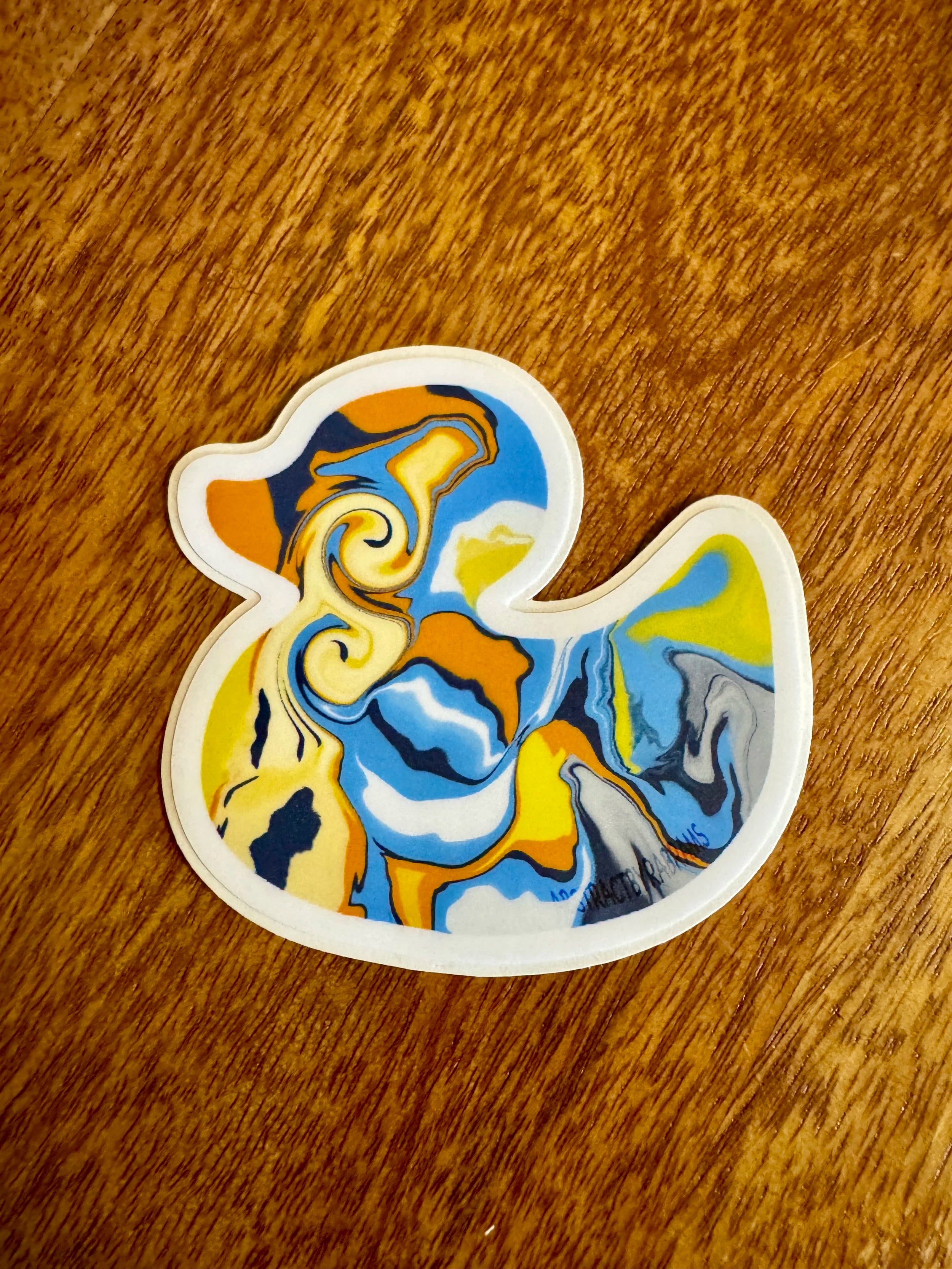 Blue, Yellow and Orange Duck Sticker - Aroace Pride - Easy Peel - Vinyl - 3"
