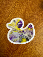 Purple, Yellow, Black and White Duck Sticker - Nonbinary Pride - Easy Peel - Vinyl - 3"