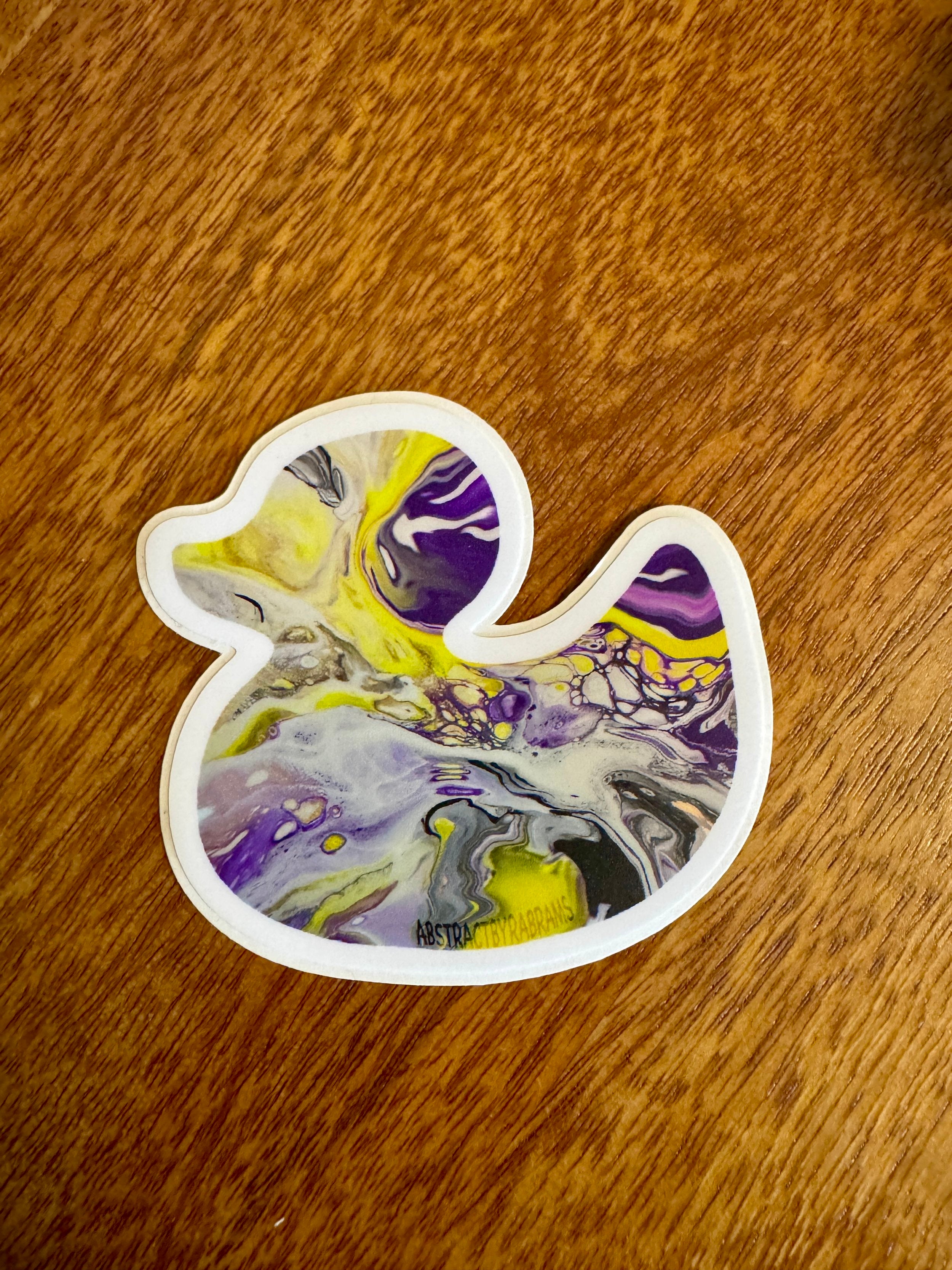 Purple, Yellow, Black and White Duck Sticker - Nonbinary Pride - Easy Peel - Vinyl - 3"
