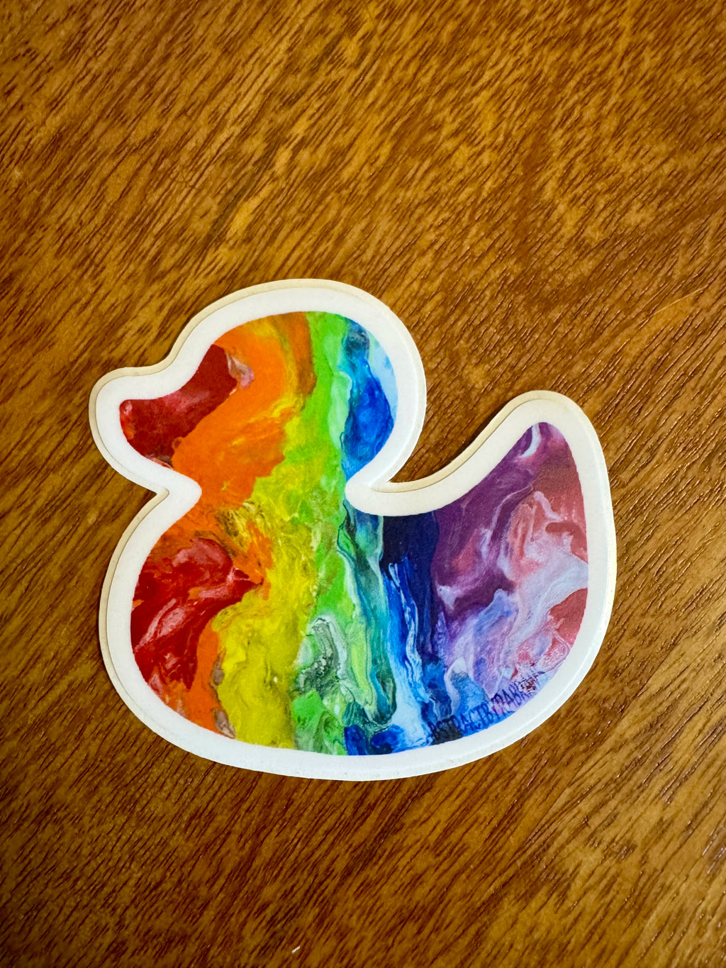 Rainbow Duck Sticker - Easy Peel - Vinyl - 3"