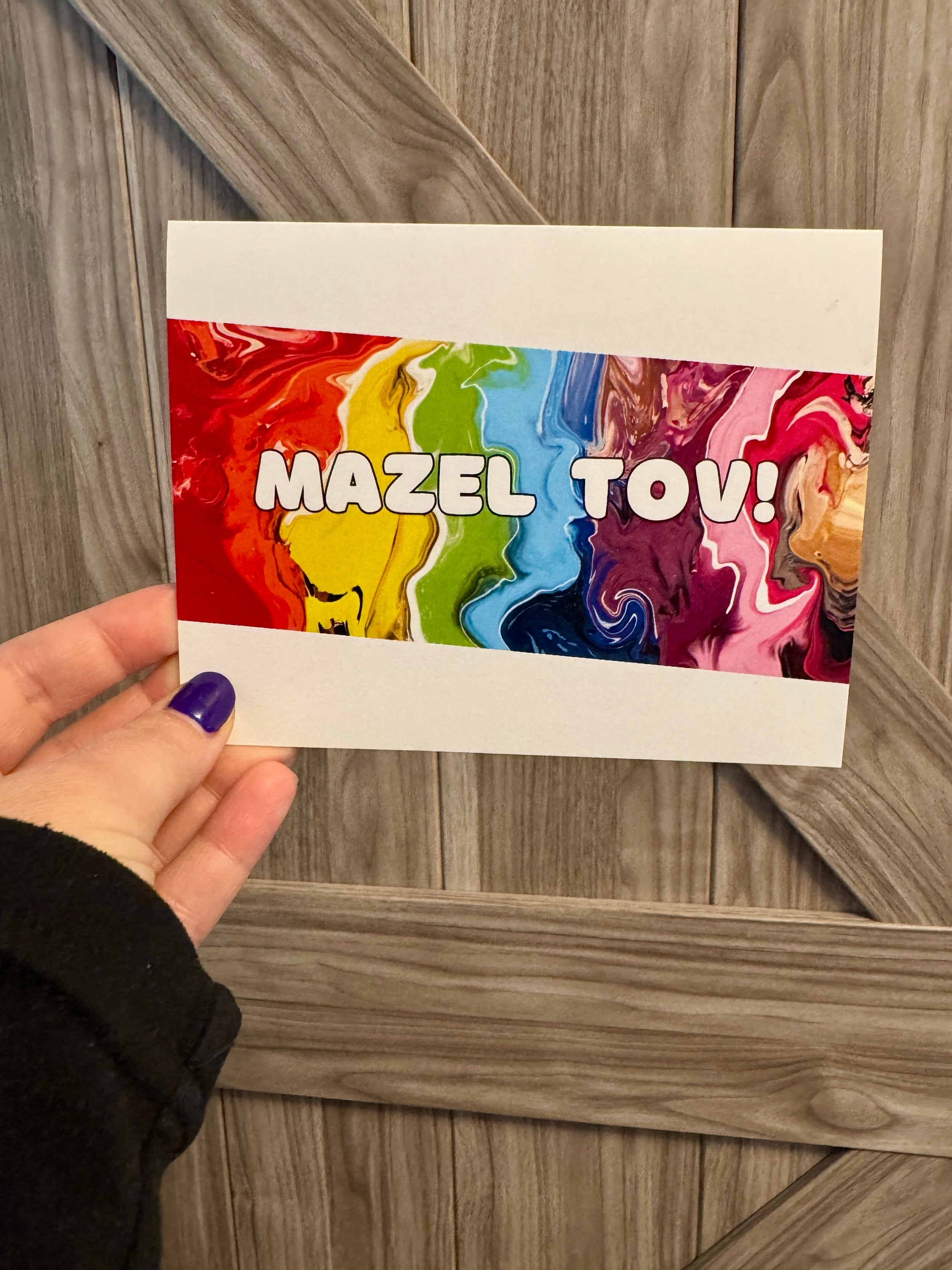 Rainbow Mazel Tov Greeting Card - A2