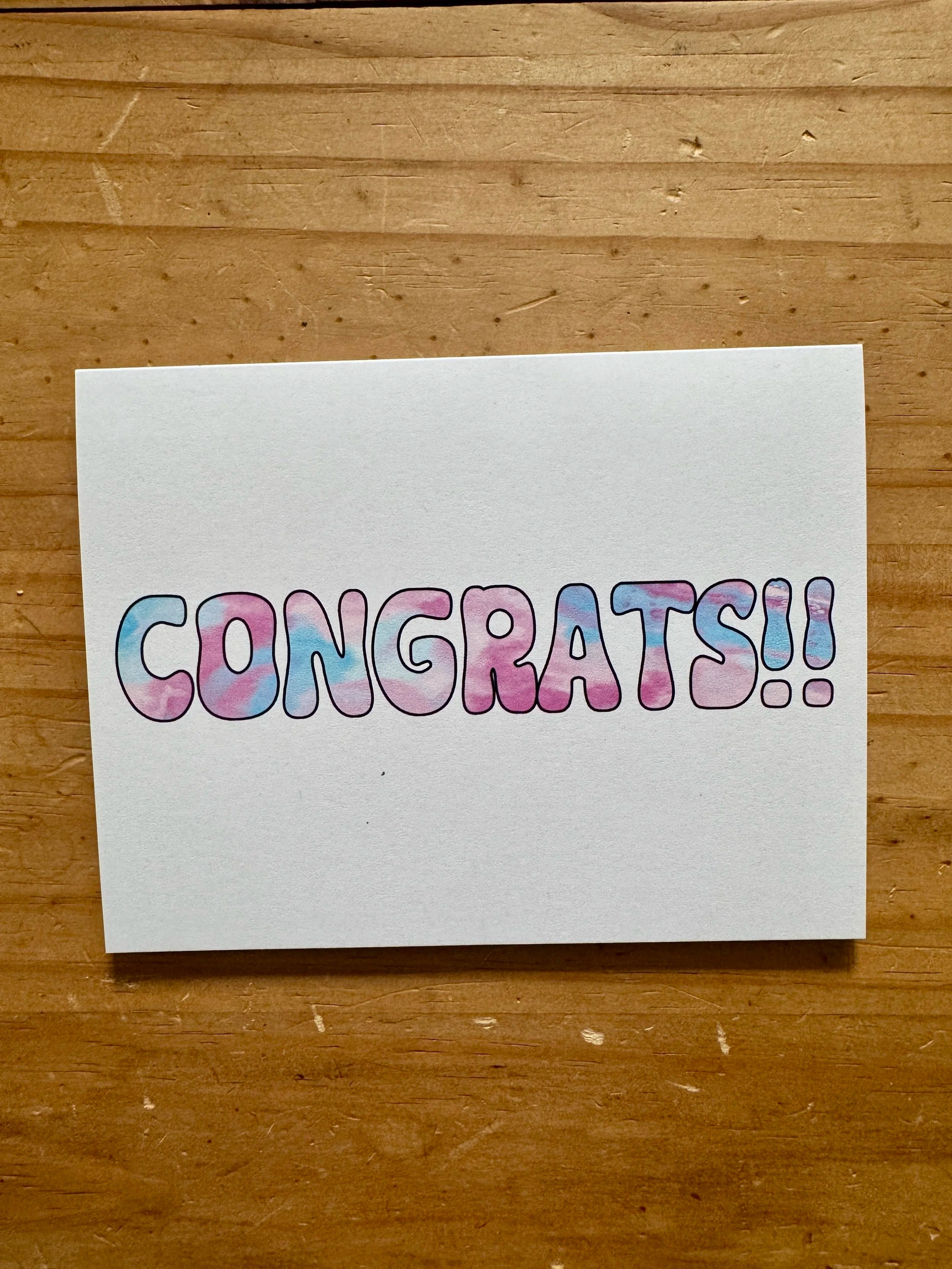Pink and Blue Congrats Card - Trans Pride - A2