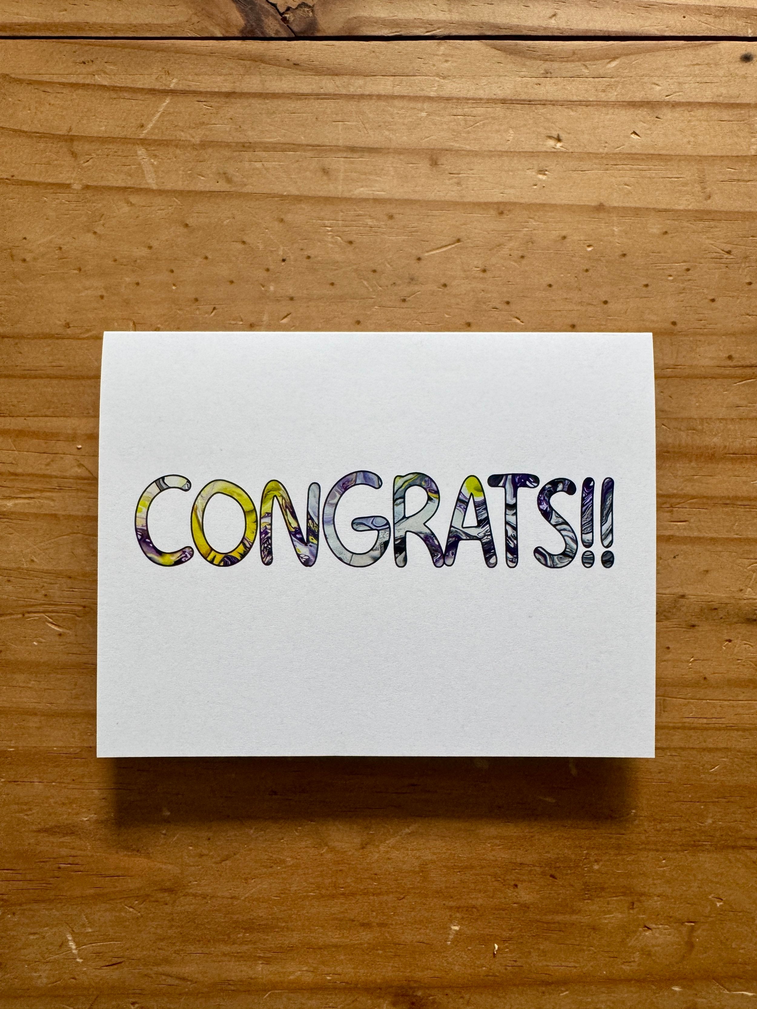 Purple and Yellow Congrats Card - Nonbinary Pride