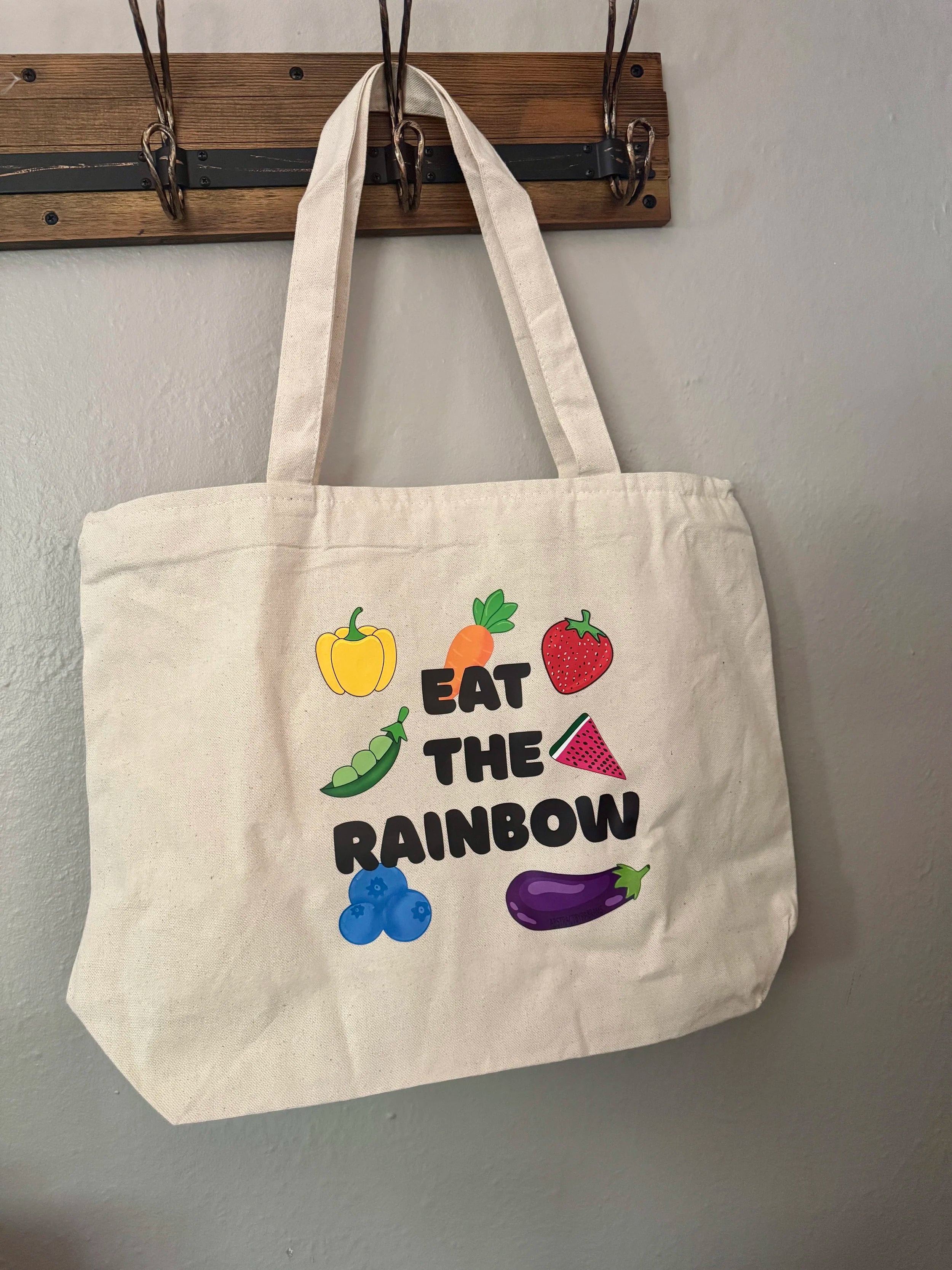 Eat The Rainbow - XL Tote Bag with a Zipper and inner pocket