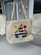 Eat The Rainbow - XL Tote Bag with a Zipper and inner pocket