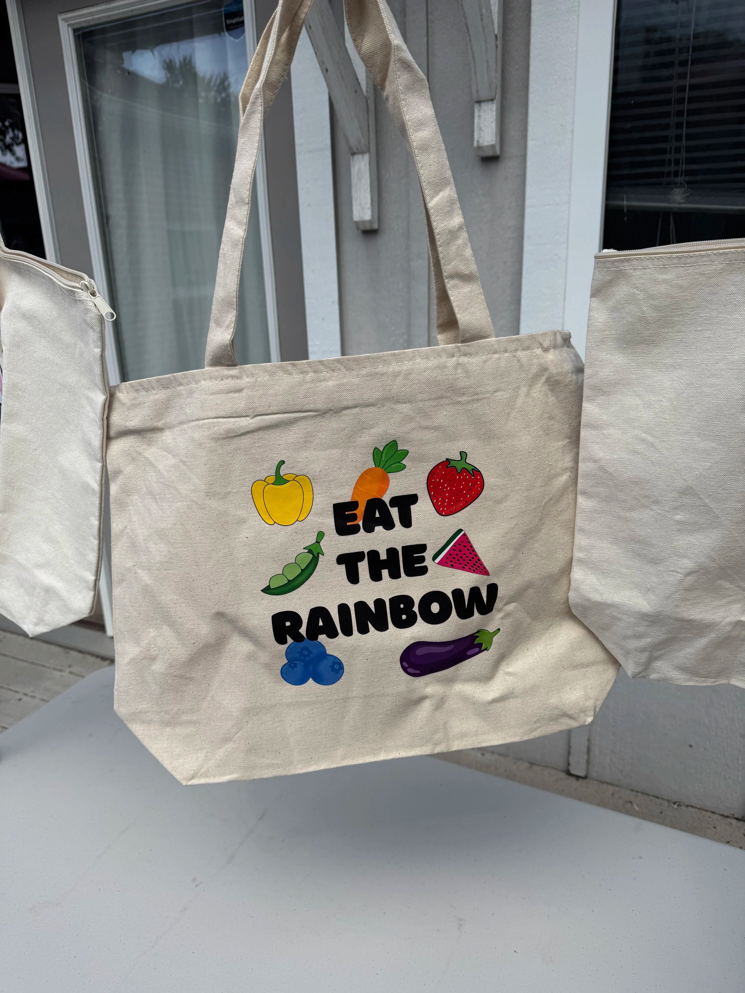 Eat The Rainbow - XL Tote Bag with a Zipper and inner pocket
