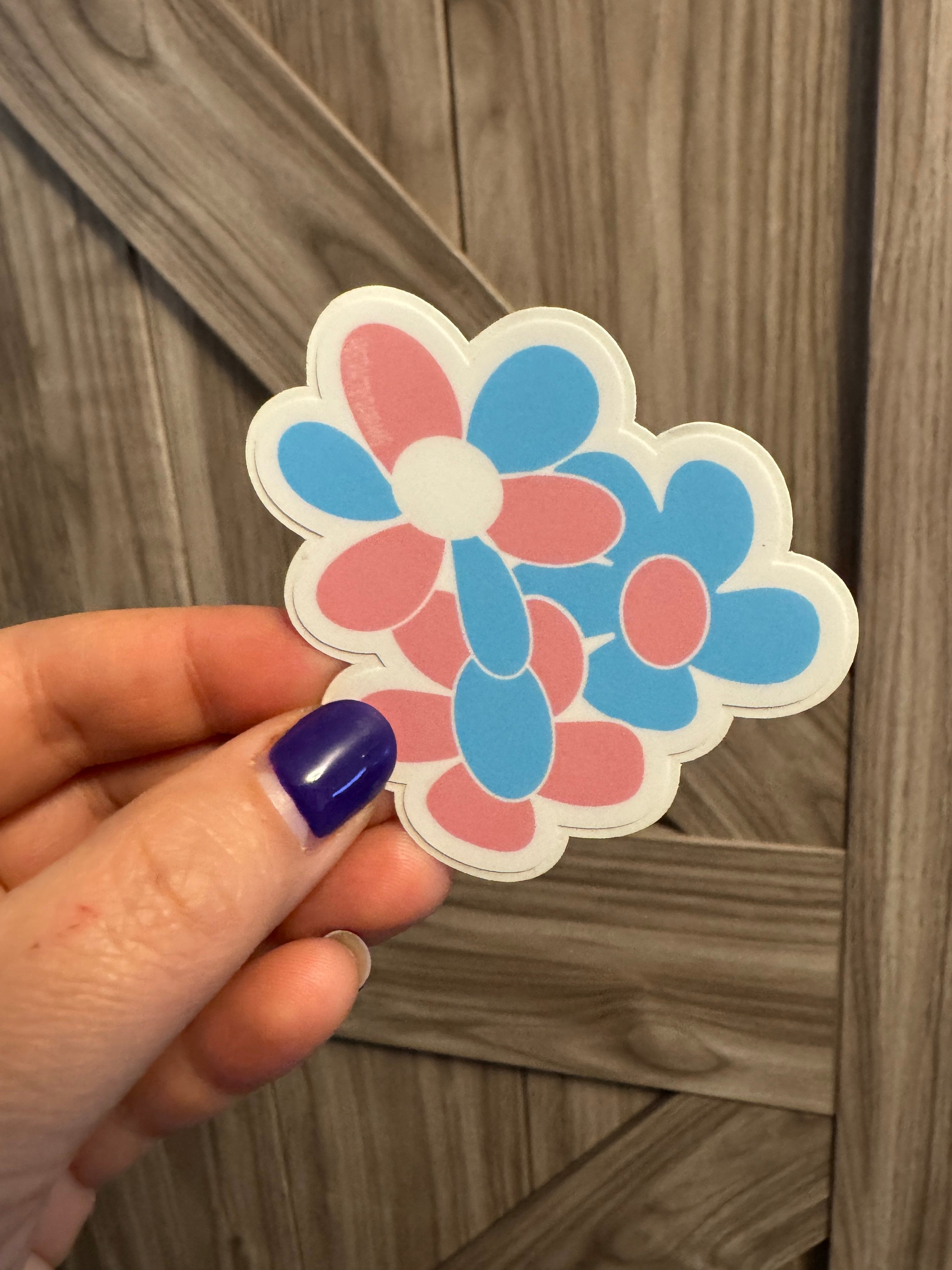 Trans Pride Flower Sticker - 2.5" - Easy Peel