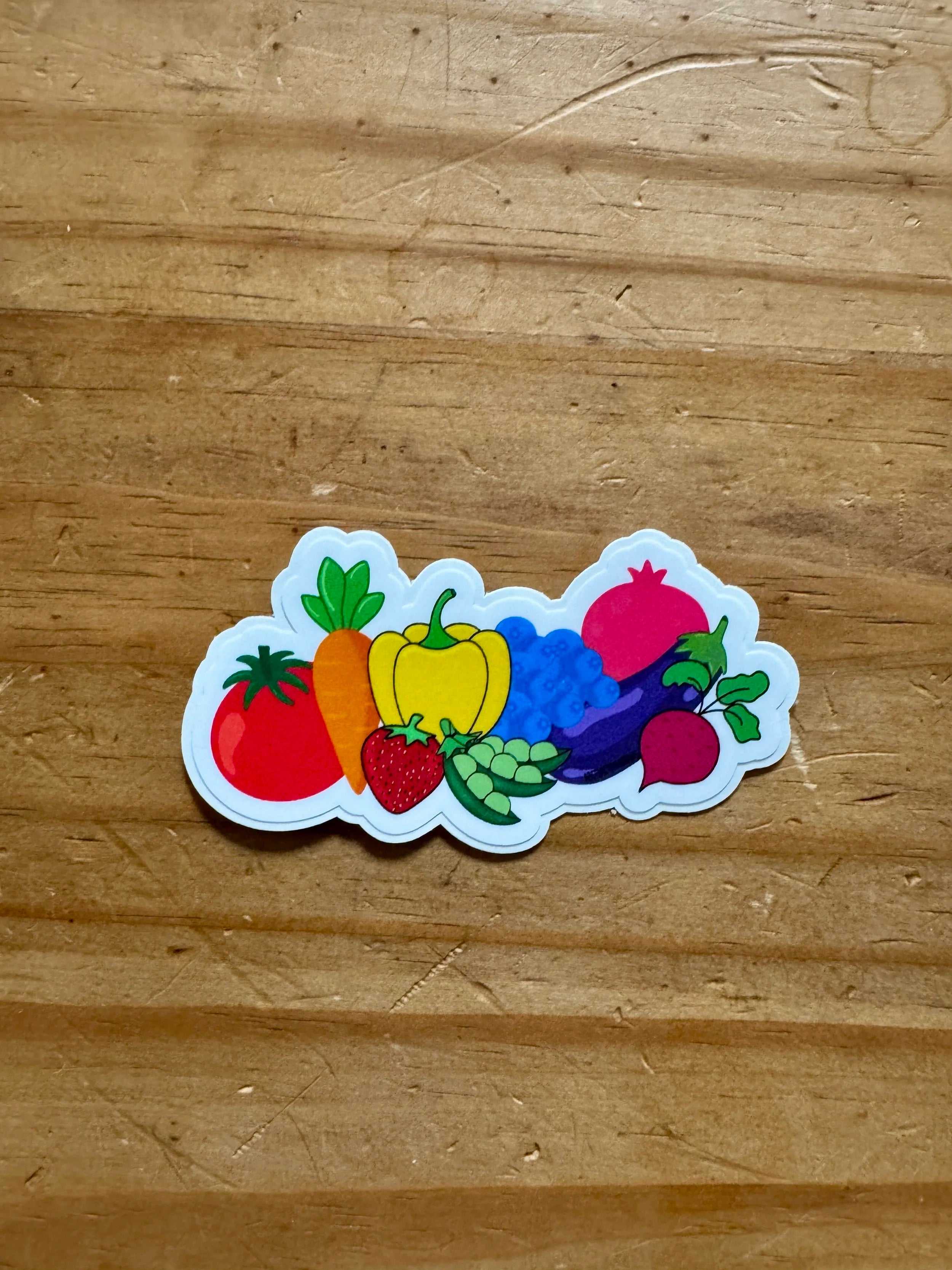 Rainbow Produce Stickers 2"x3" - Easy Peel