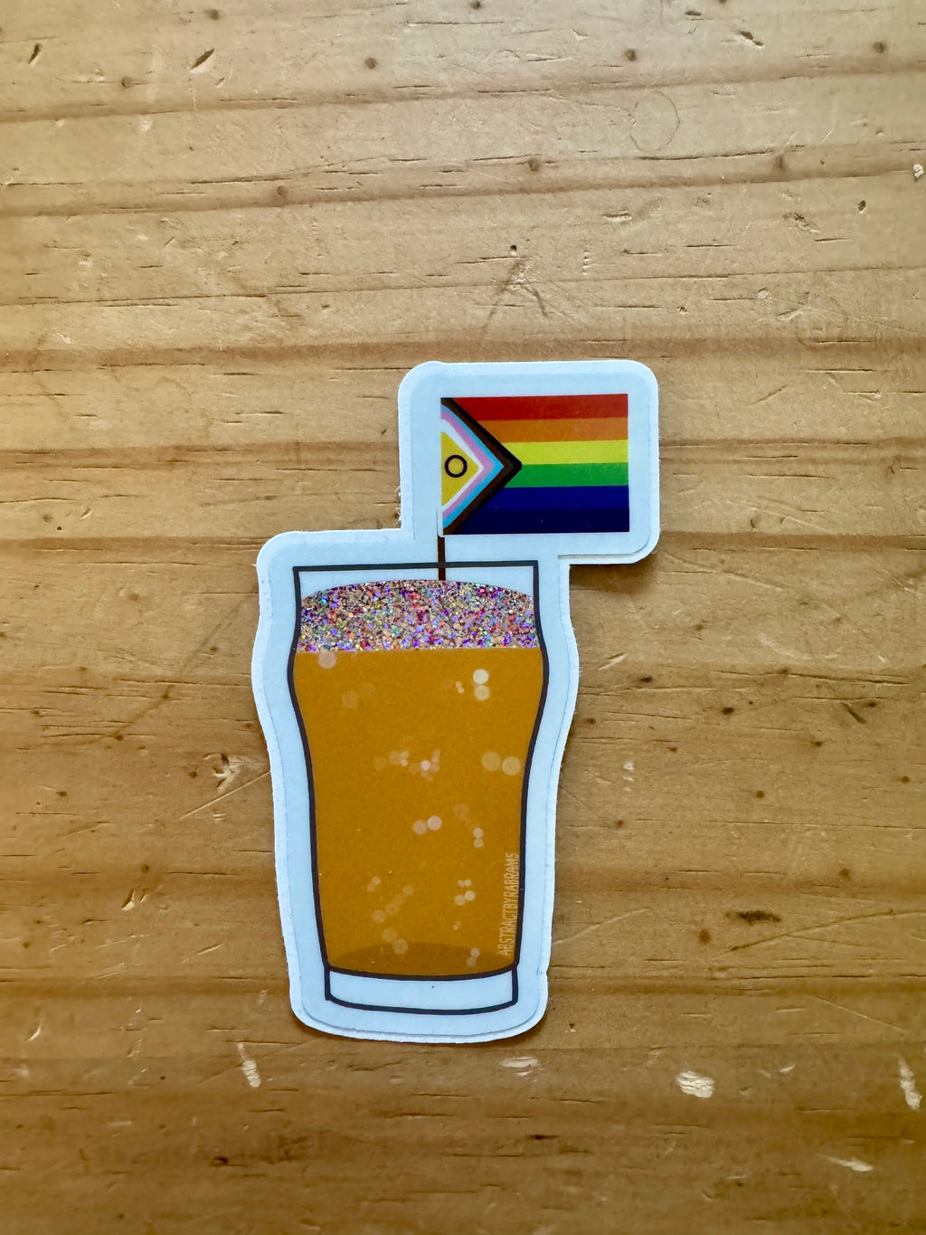 Rainbow Glittery Beer Sticker