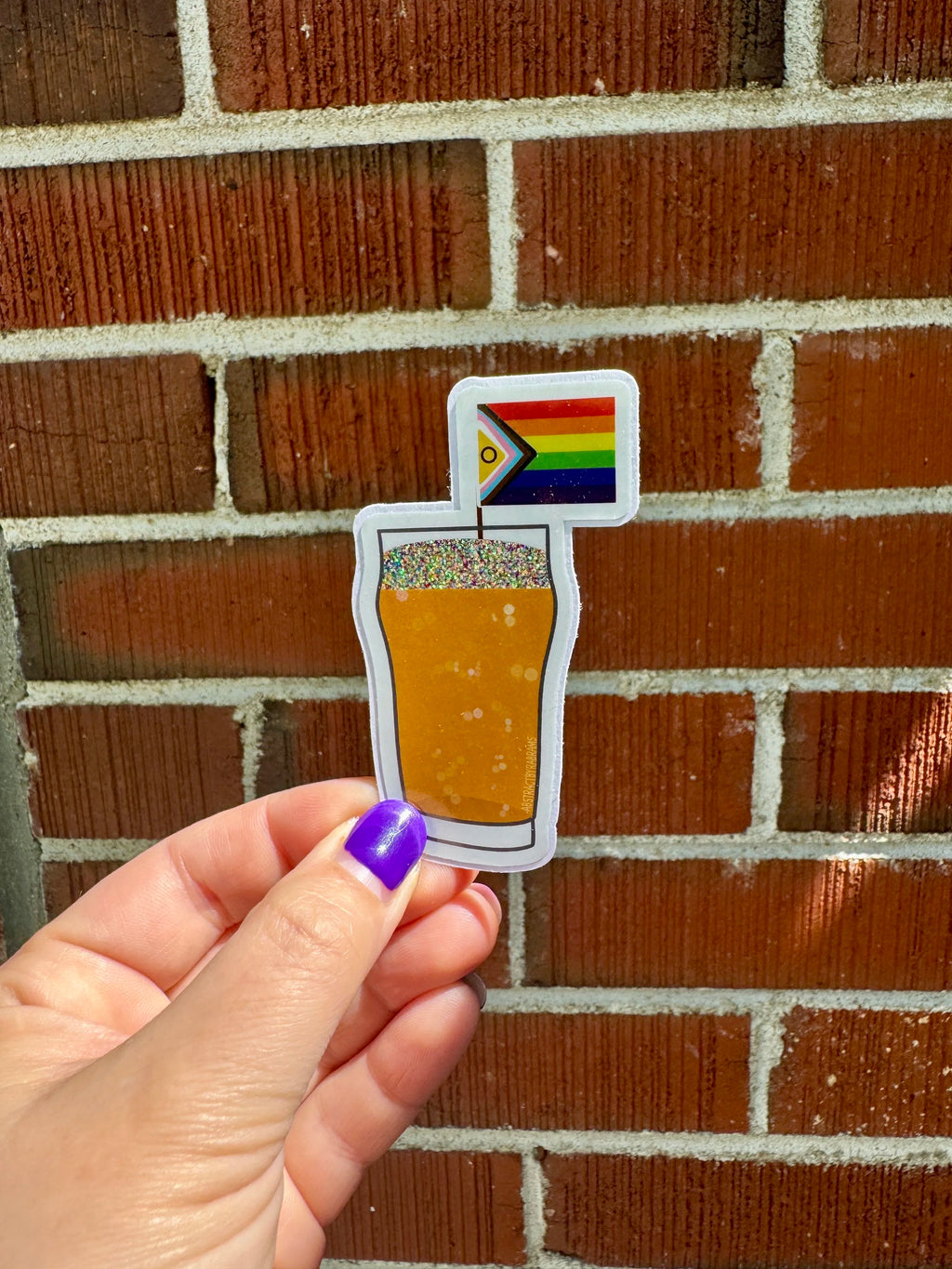 Rainbow Glittery Beer Sticker