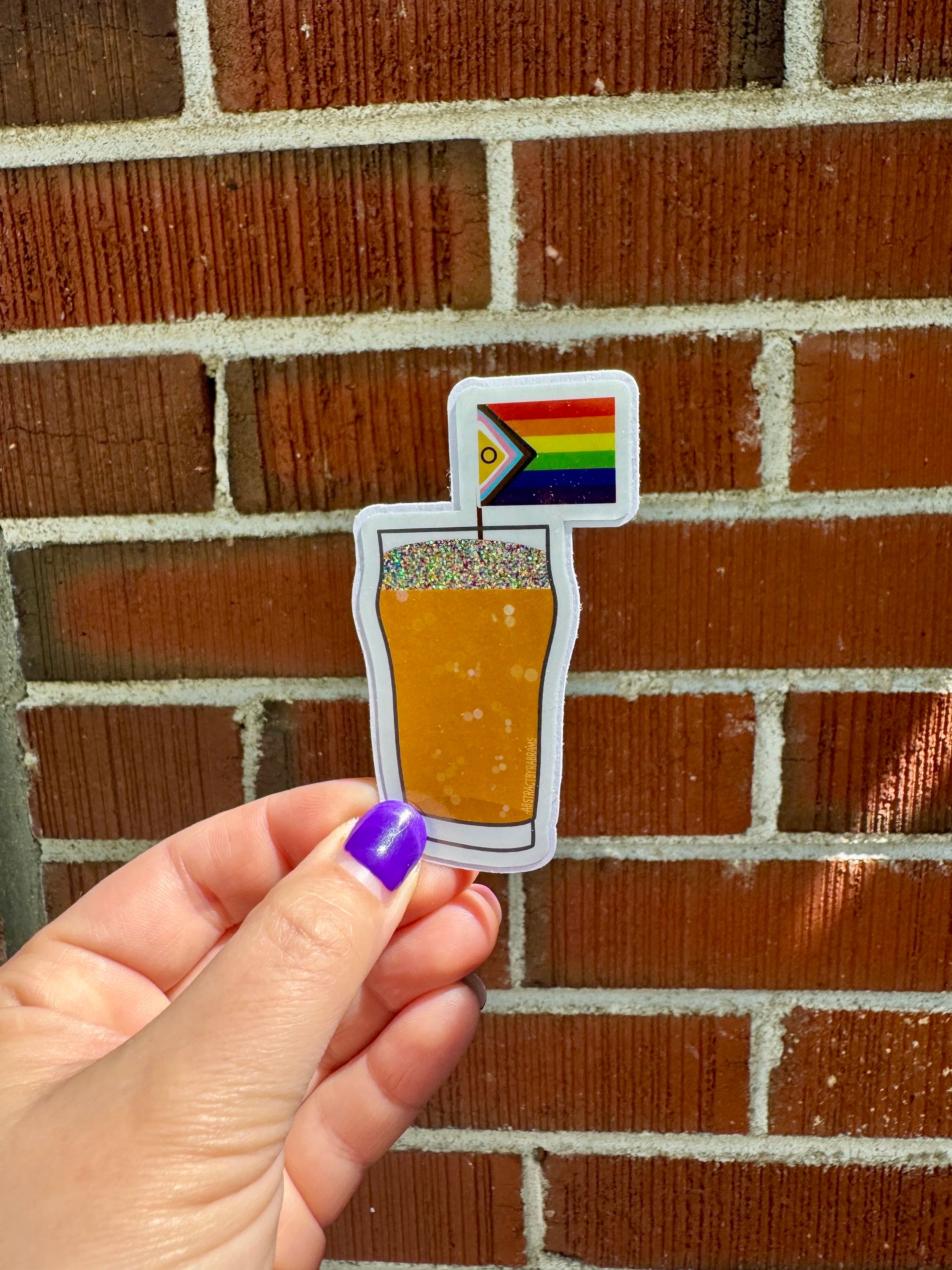 Rainbow Glittery Beer Sticker