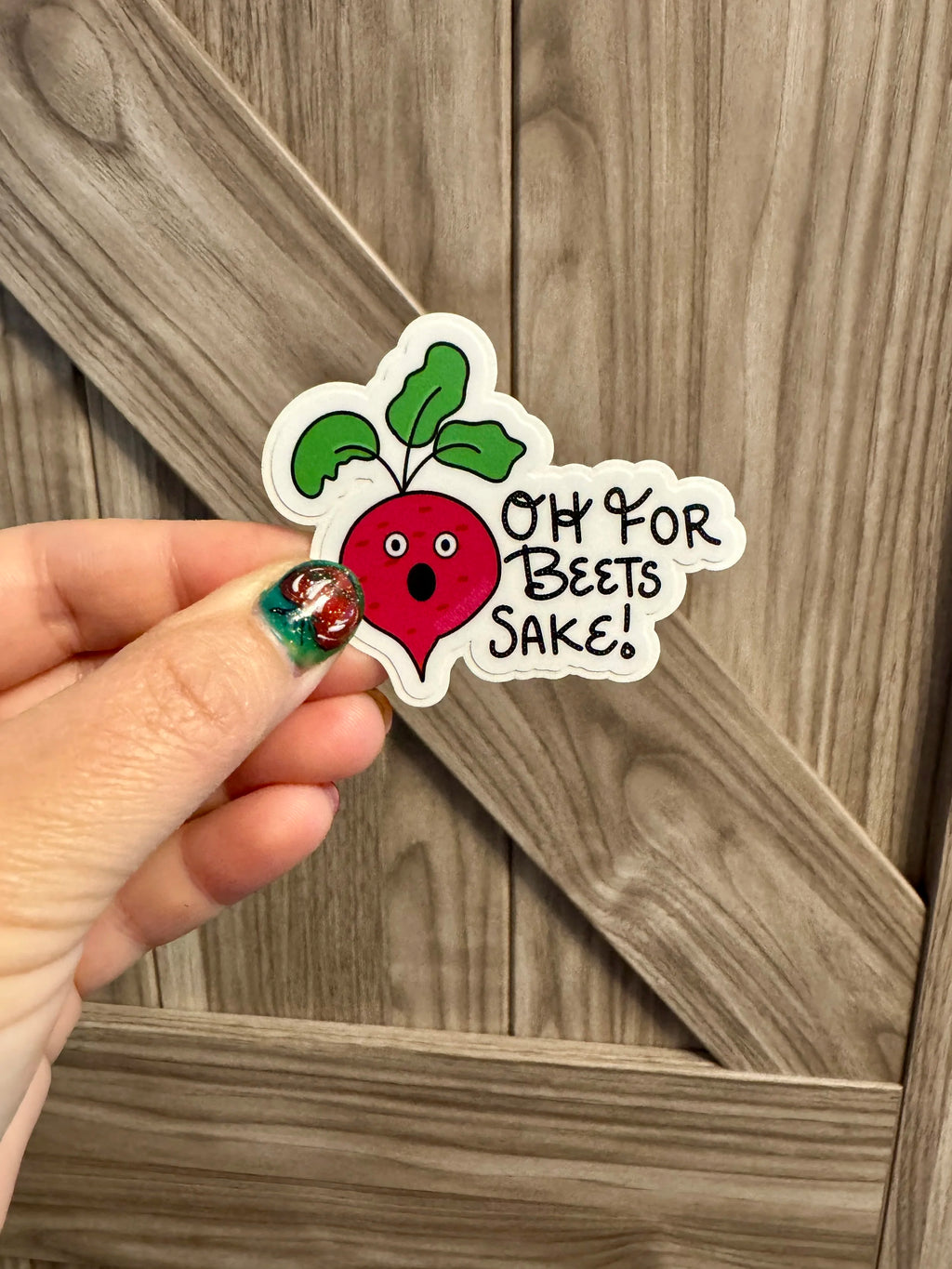 Oh For Beets Sake - Cartoon Beet Pun Sticker - Veggie Pun