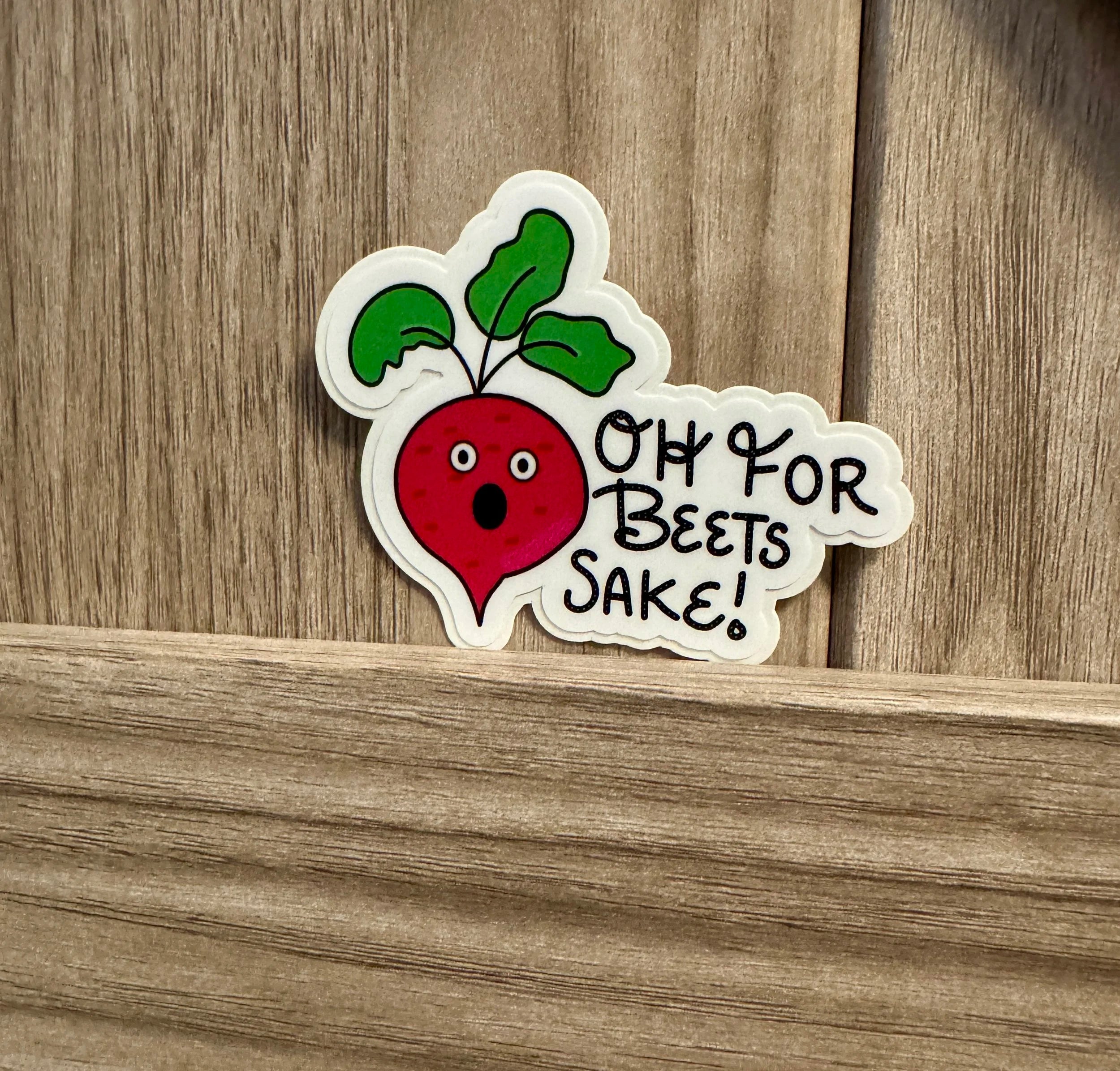 Oh For Beets Sake - Cartoon Beet Pun Sticker - Veggie Pun