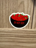 Hand Drawn Bowl of Strawberries Sticker - Om Nom Nom