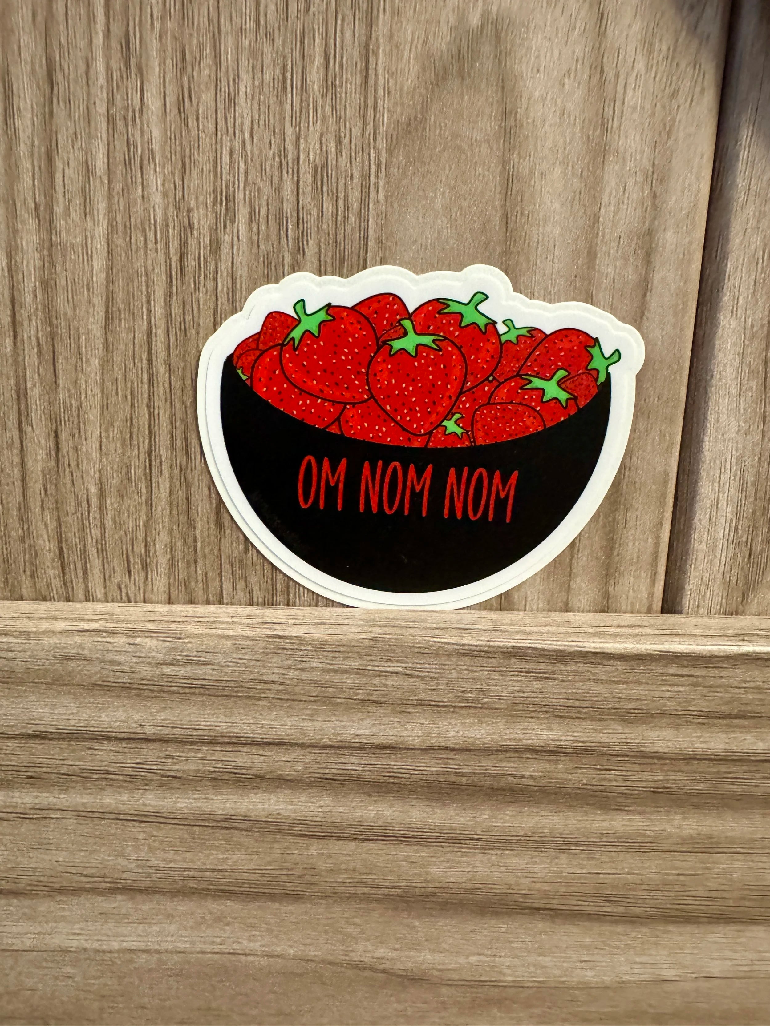 Hand Drawn Bowl of Strawberries Sticker - Om Nom Nom