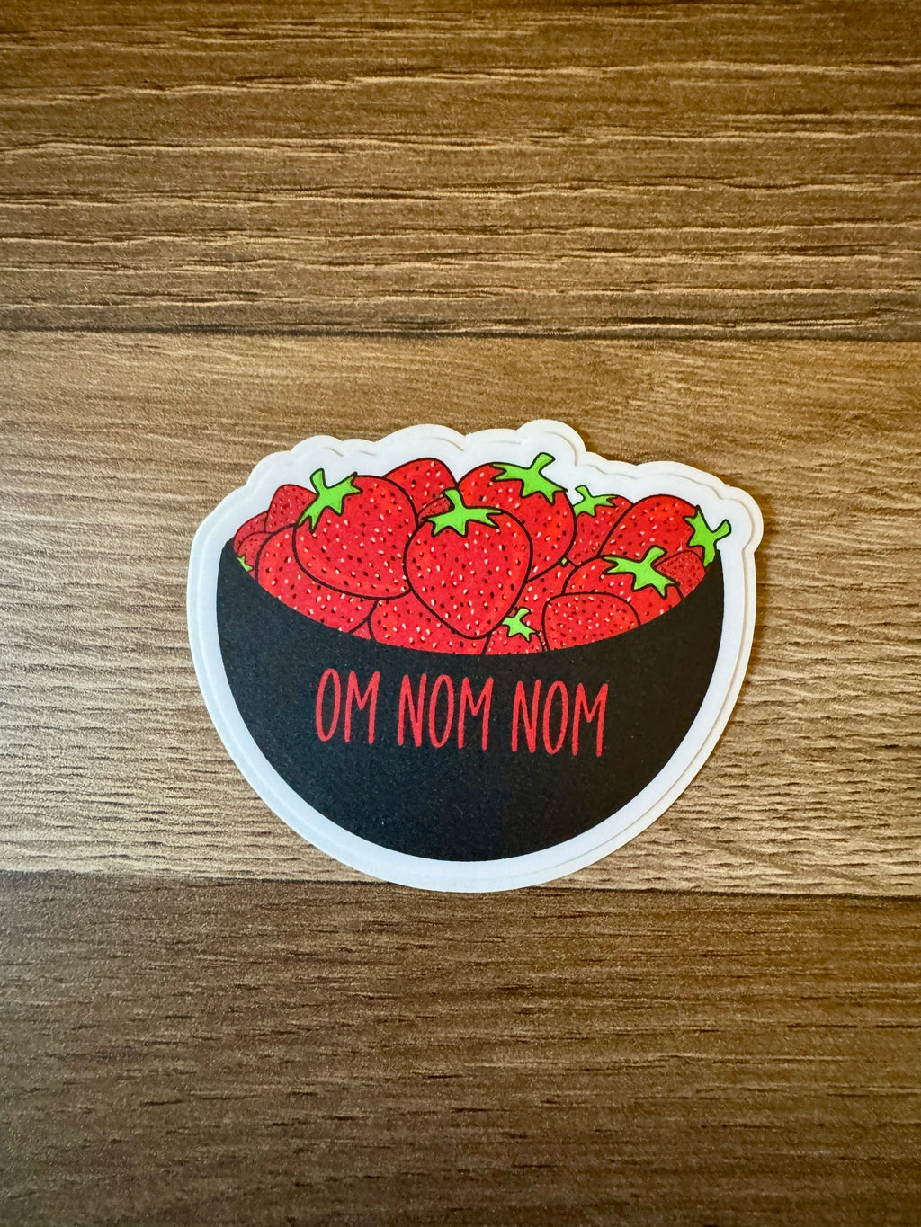 Hand Drawn Bowl of Strawberries Sticker - Om Nom Nom