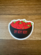 Hand Drawn Bowl of Strawberries Sticker - Om Nom Nom