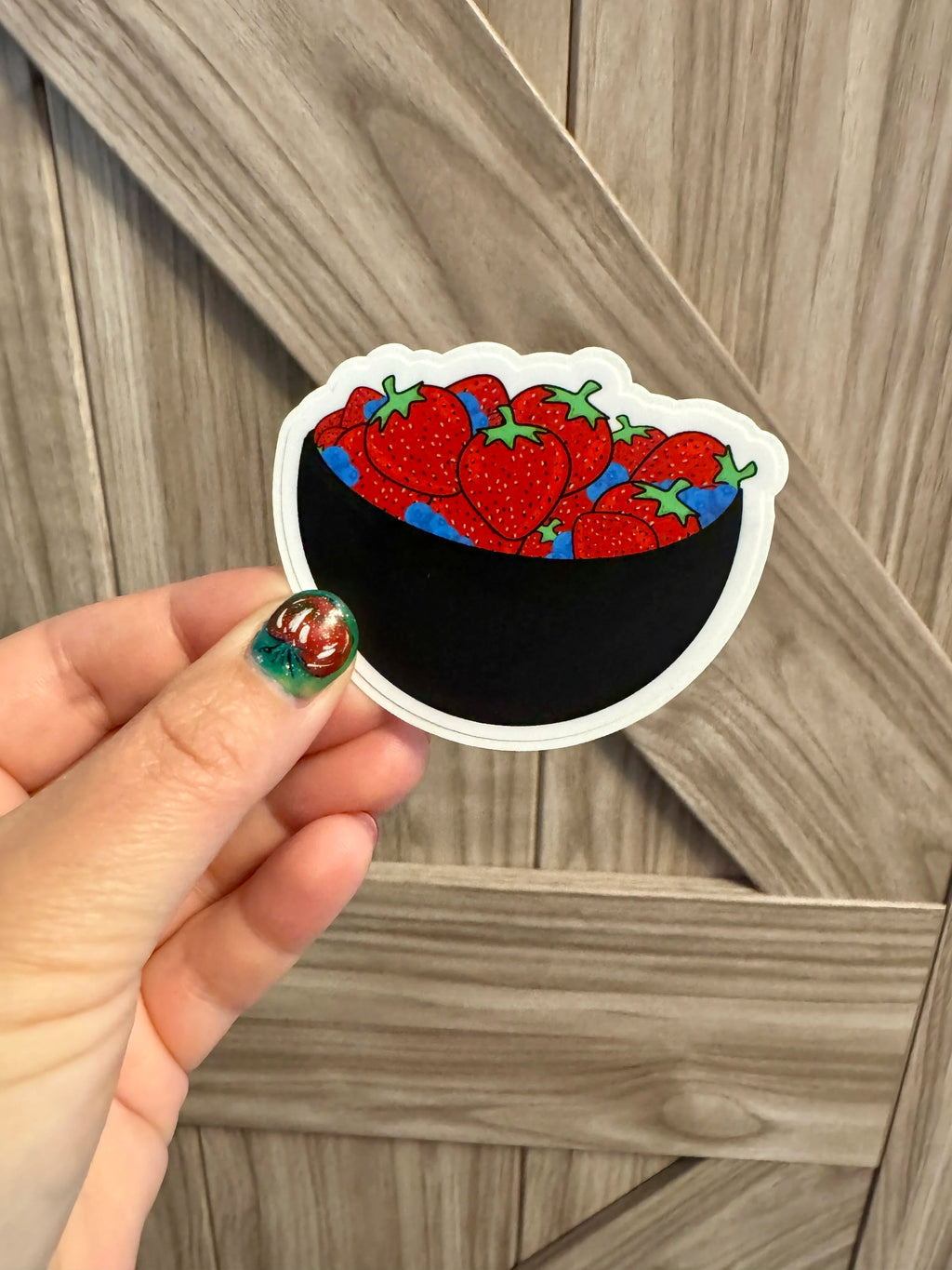 Hand Drawn Bowl of Strawberries and Blueberries Sticker