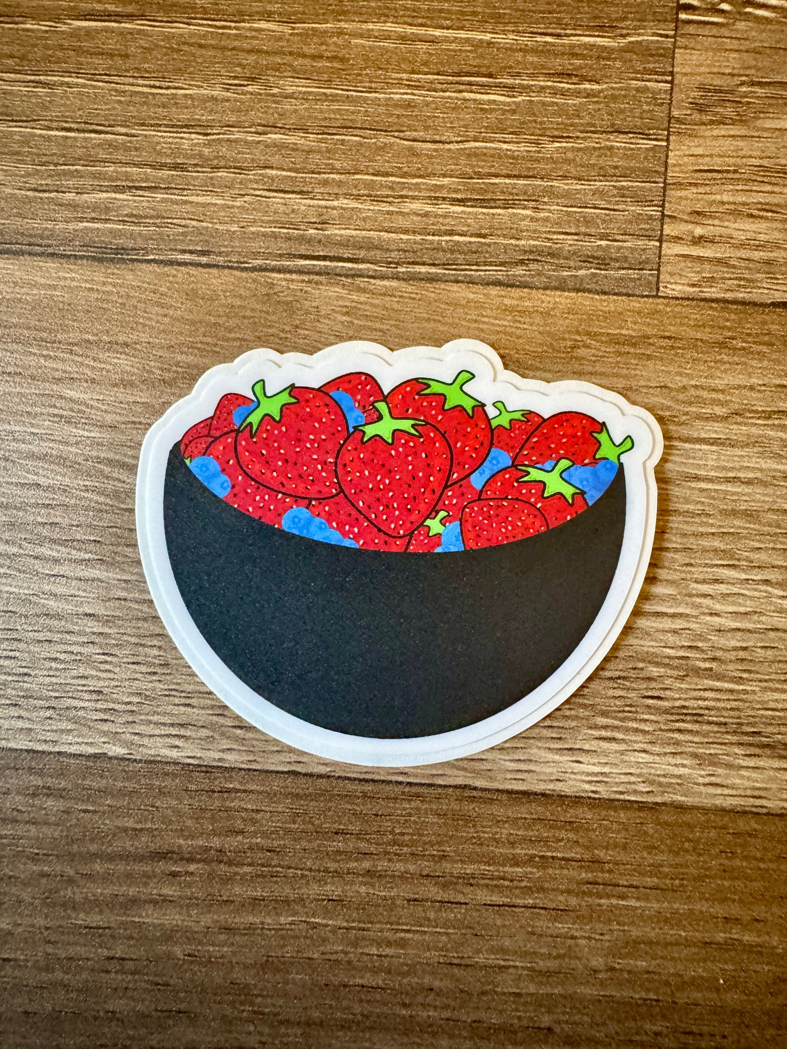 Hand Drawn Bowl of Strawberries and Blueberries Sticker