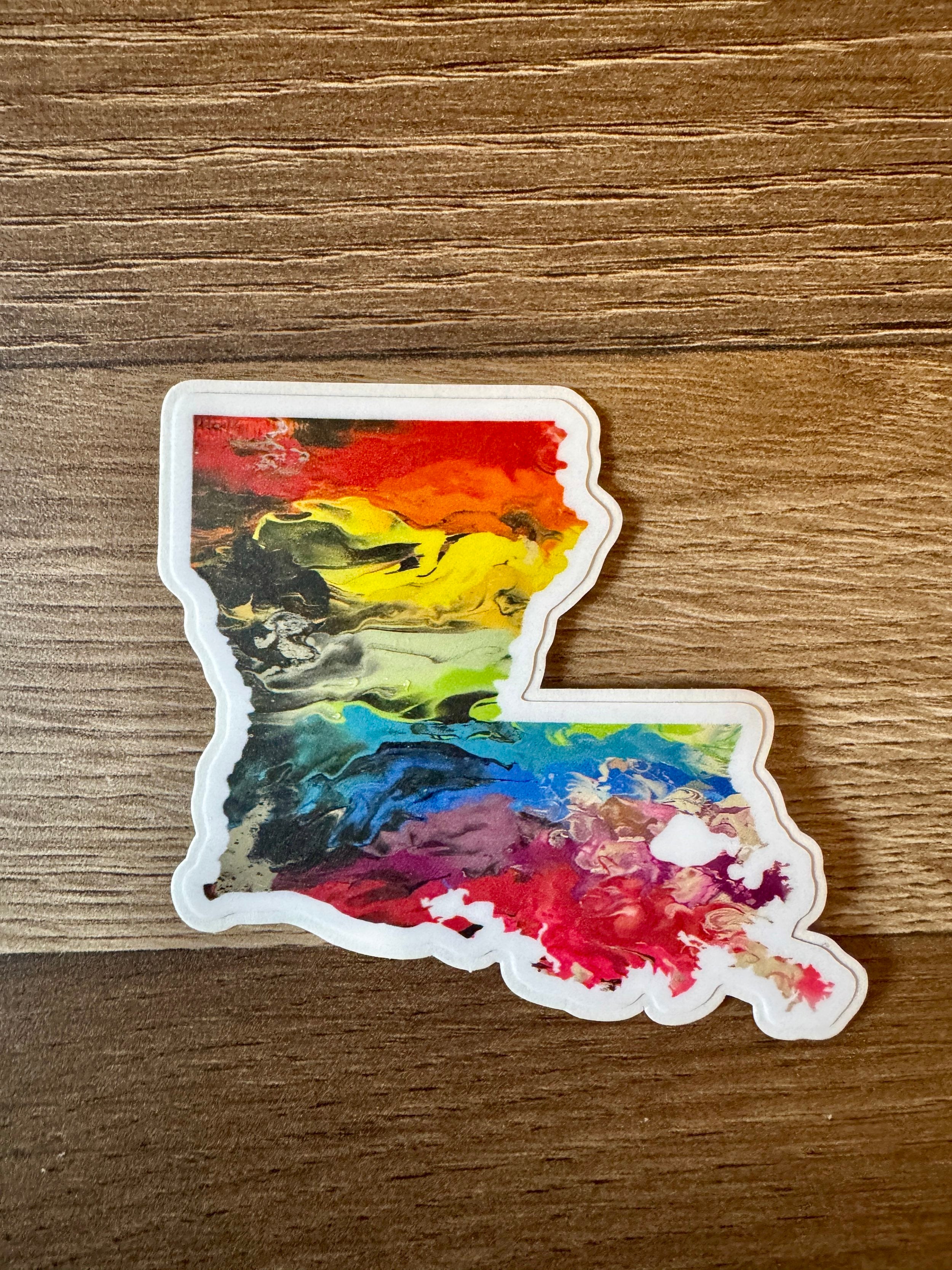 Louisiana State Trans Pride and Rainbow State Vinyl Sticker