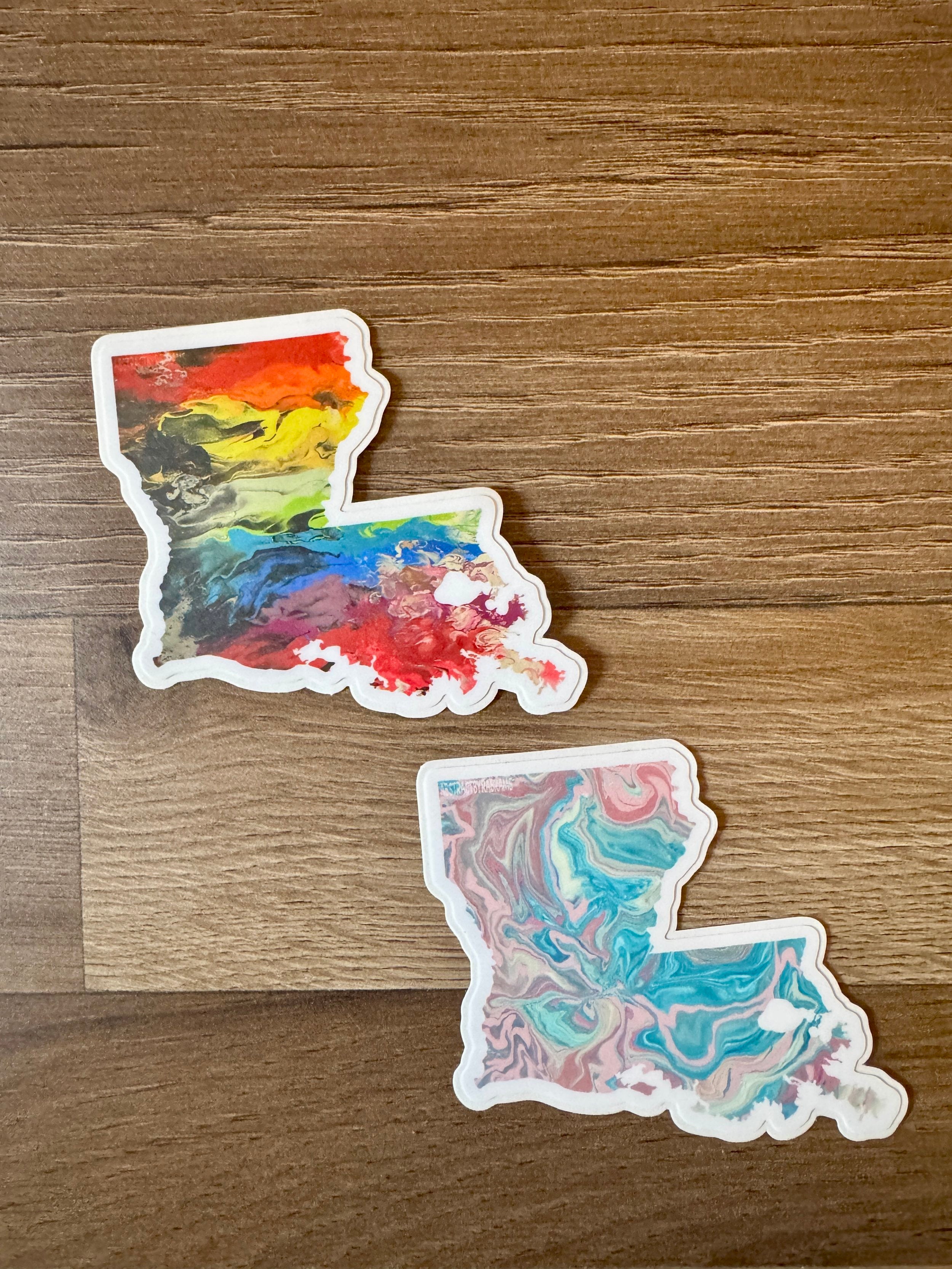 Louisiana State Trans Pride and Rainbow State Vinyl Sticker