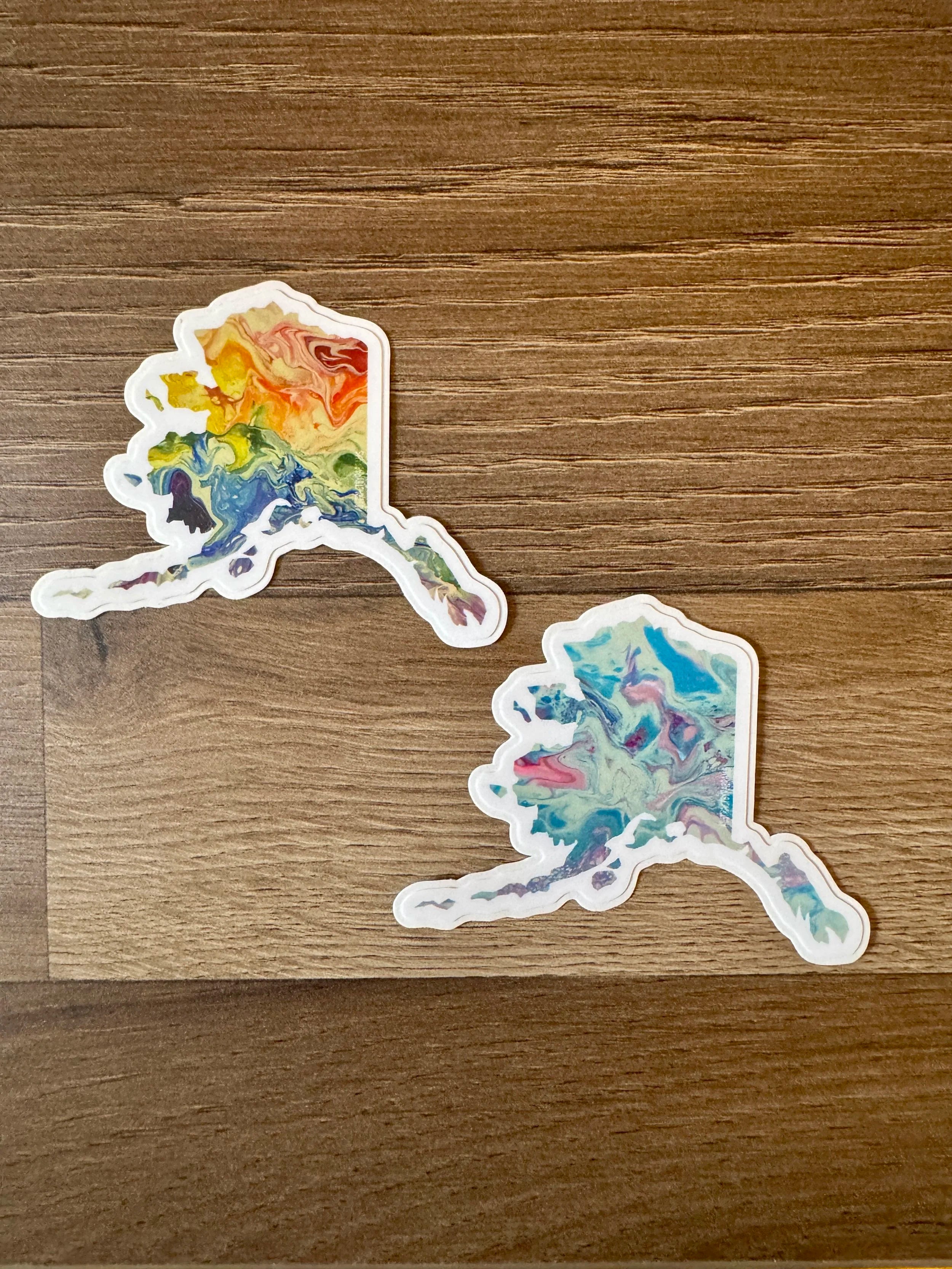 Alaska State Trans Pride and Rainbow State Vinyl Sticker