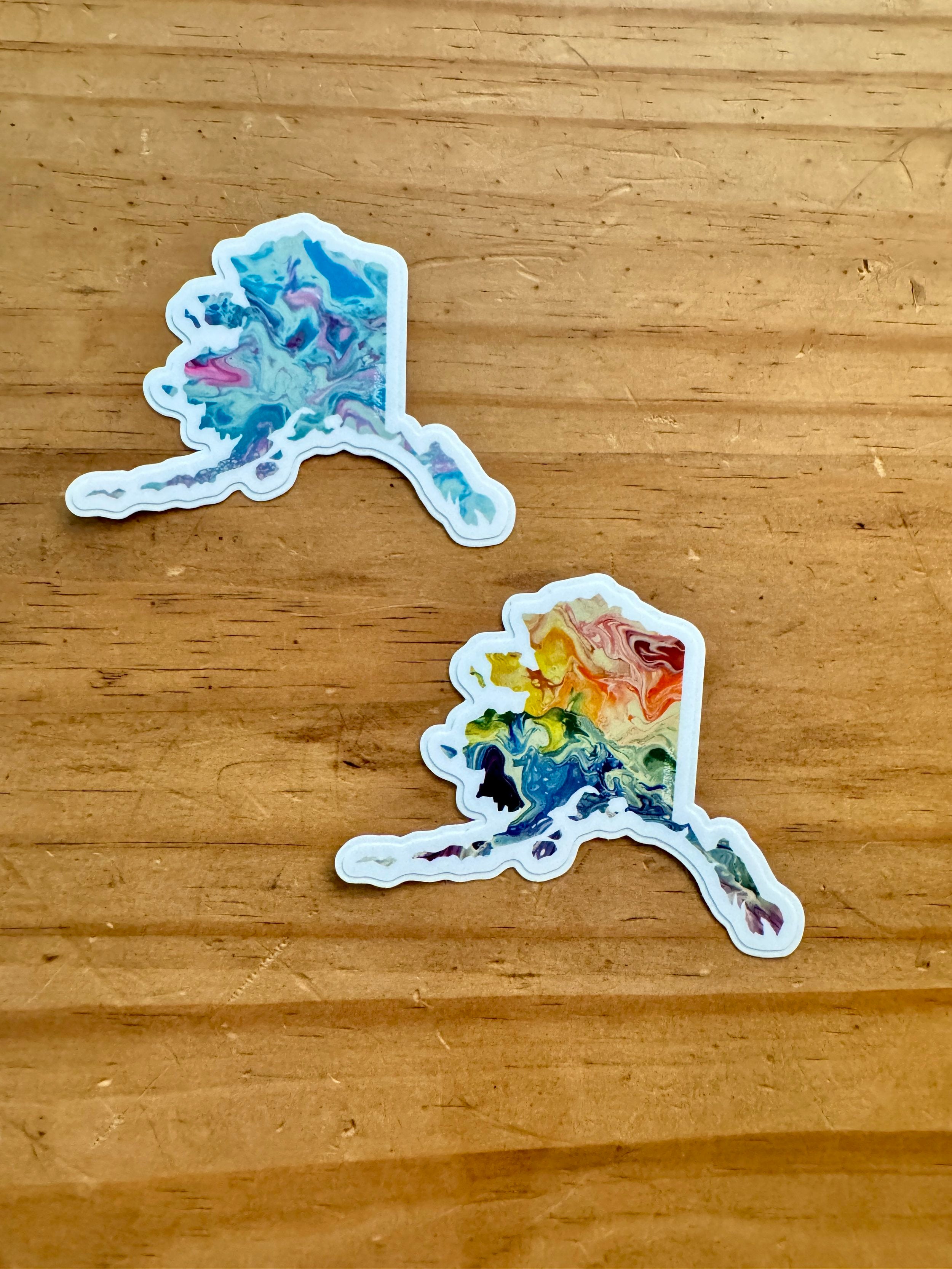 Alaska State Trans Pride and Rainbow State Vinyl Sticker