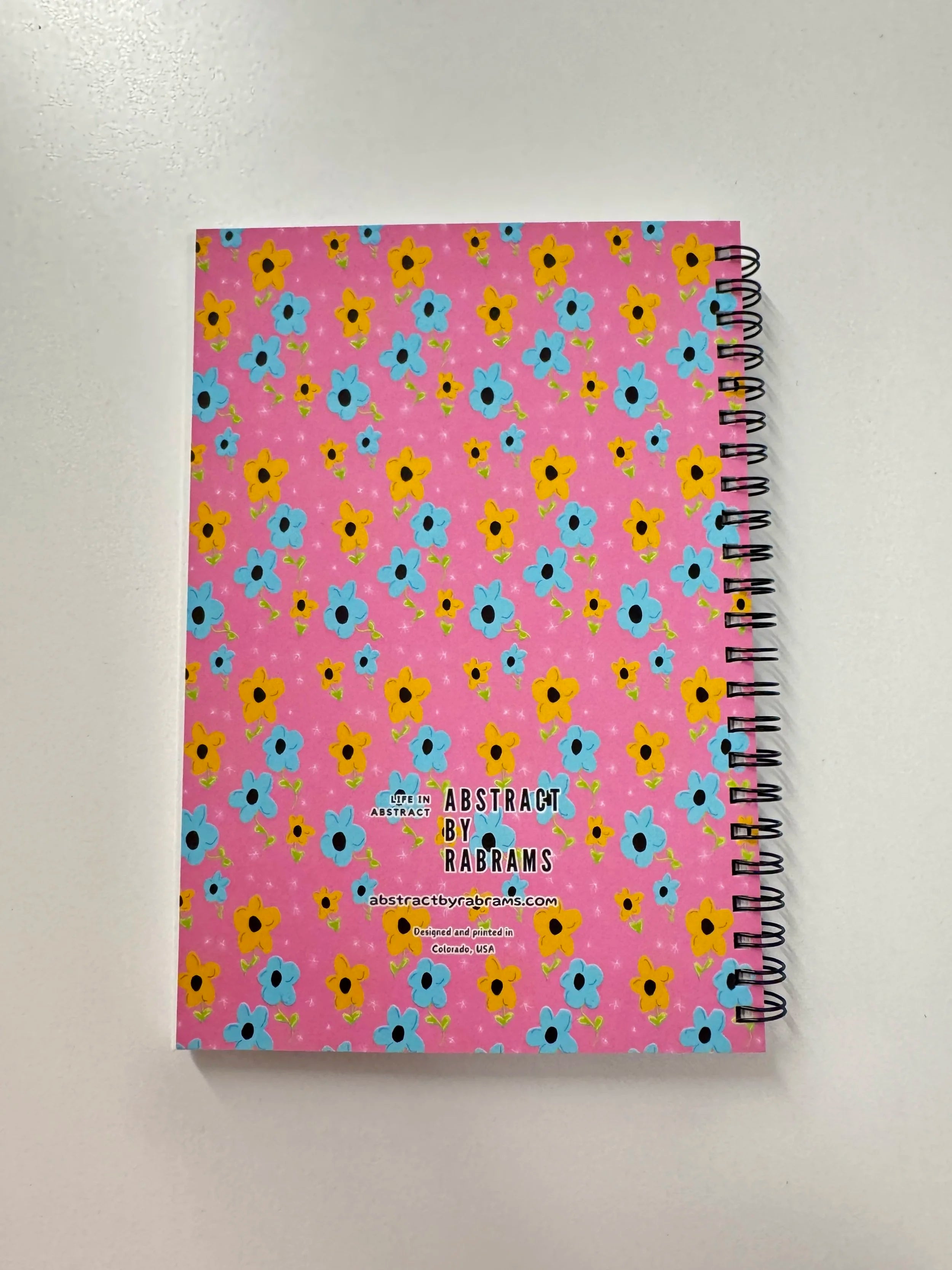 Pink, Yellow, Blue Floral Soft Touch Cover Spiral Journal -  5.5"x8"