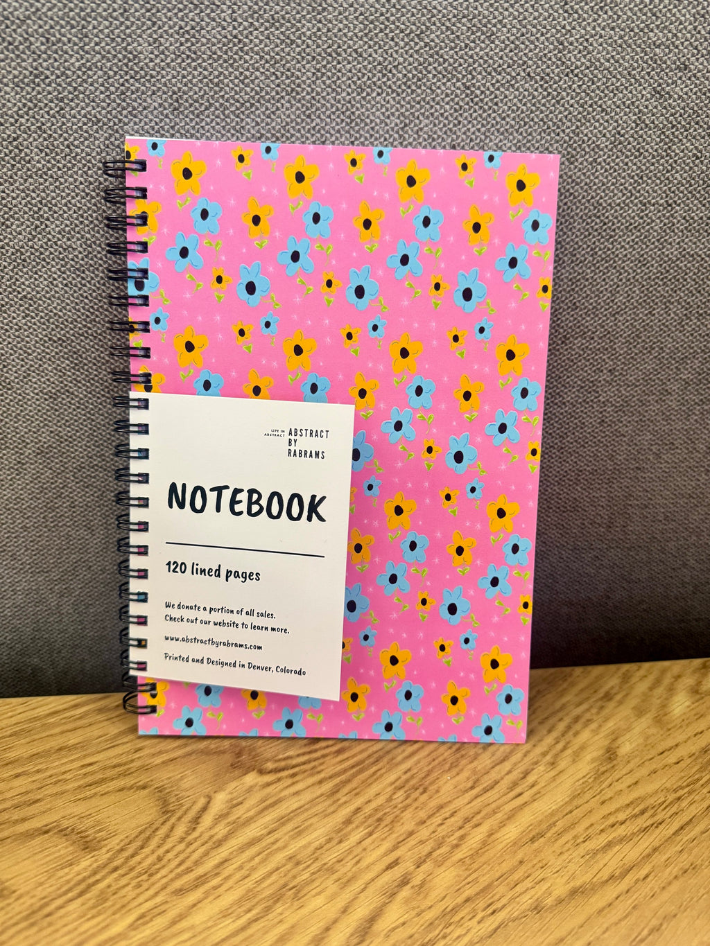 Pink, Yellow, Blue Floral Soft Touch Cover Spiral Journal -  5.5"x8"