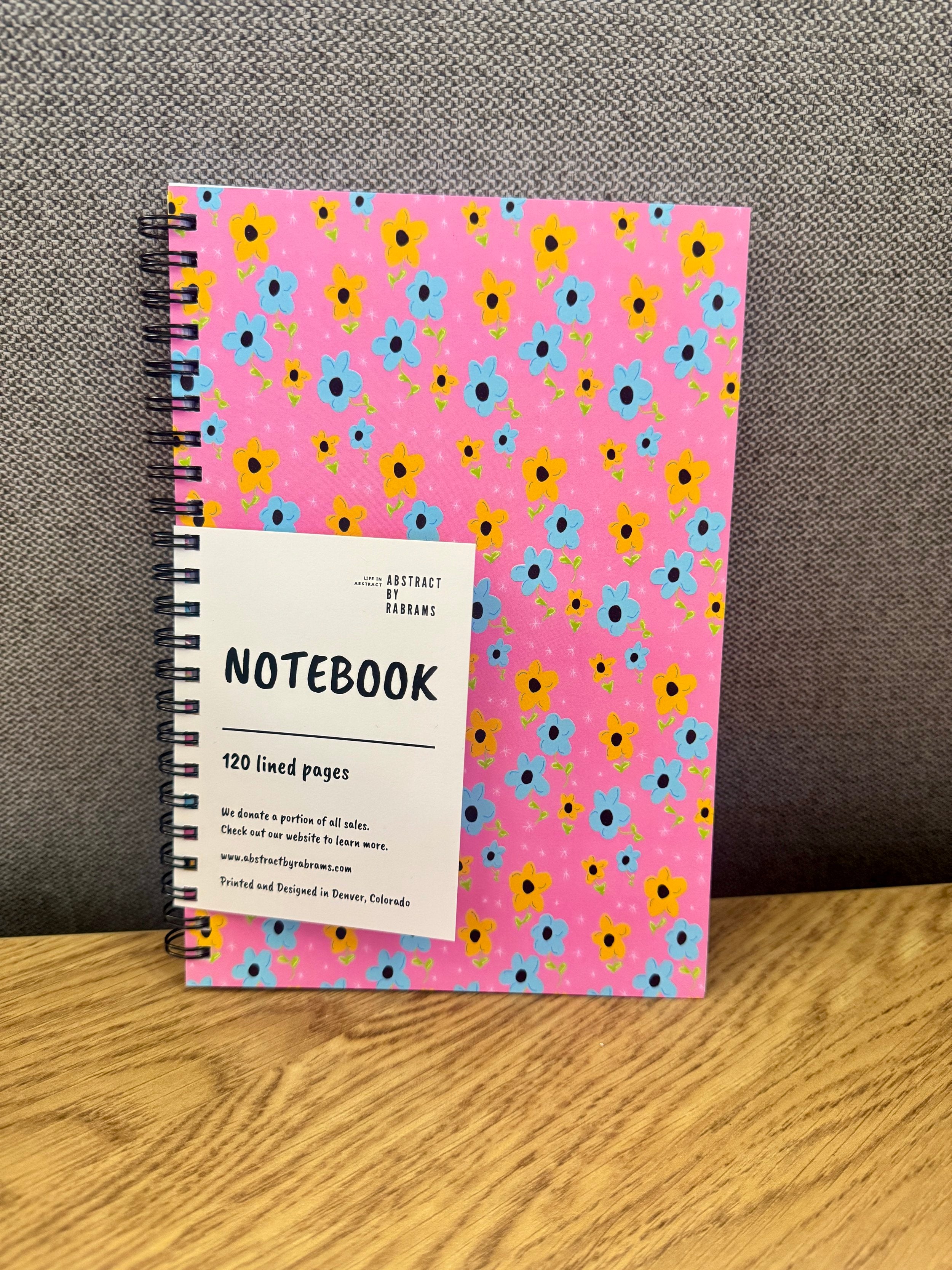 Pink, Yellow, Blue Floral Soft Touch Cover Spiral Journal -  5.5"x8"