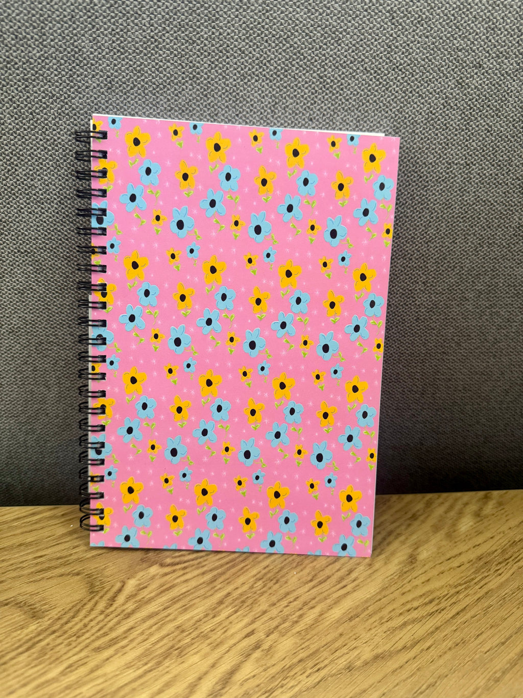 Pink, Yellow, Blue Floral Soft Touch Cover Spiral Journal -  5.5"x8"