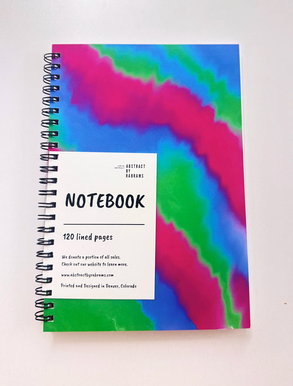 Green, Blue and Pink Soft Touch Cover Spiral Journal -  5.5"x8"