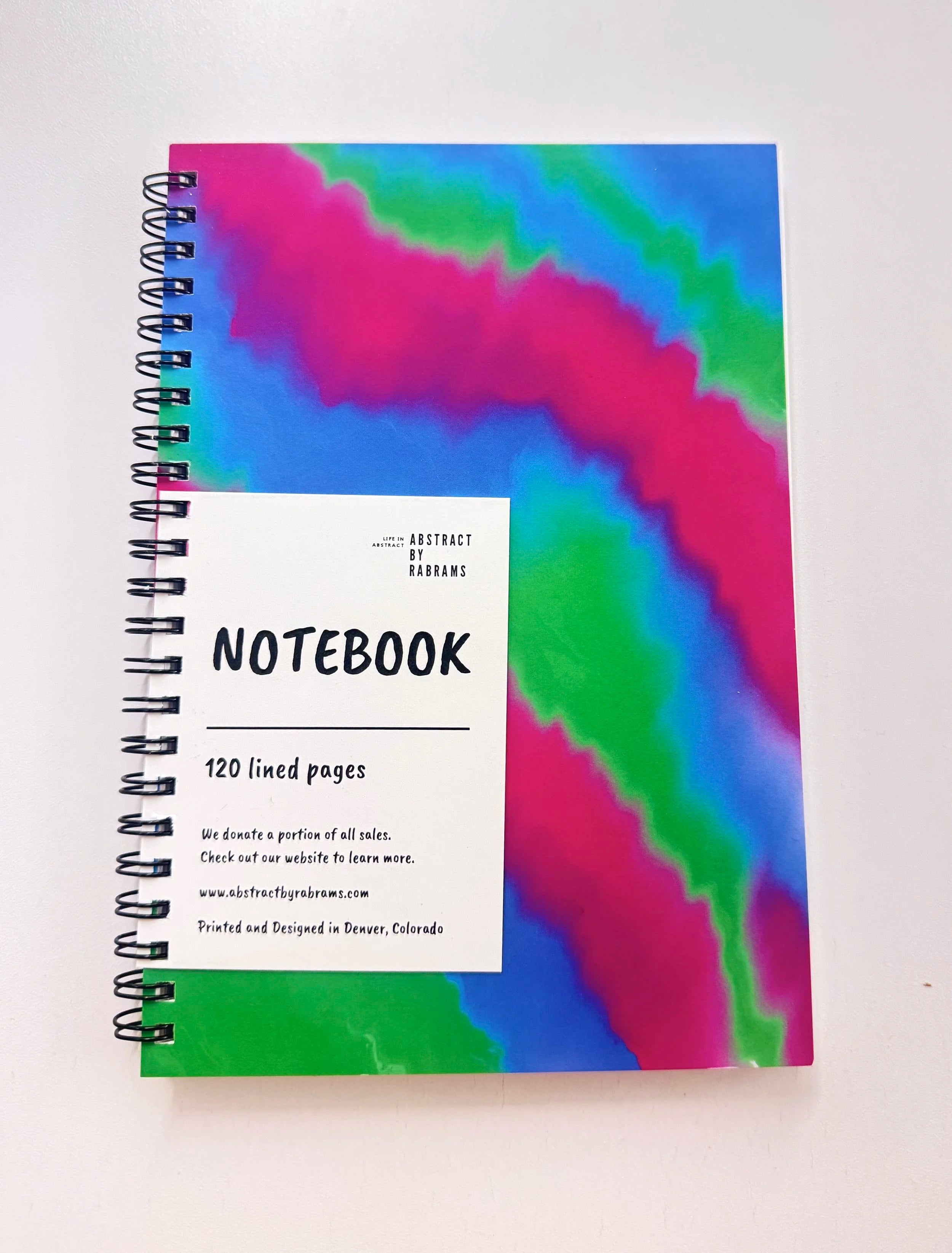 Green, Blue and Pink Soft Touch Cover Spiral Journal -  5.5"x8"