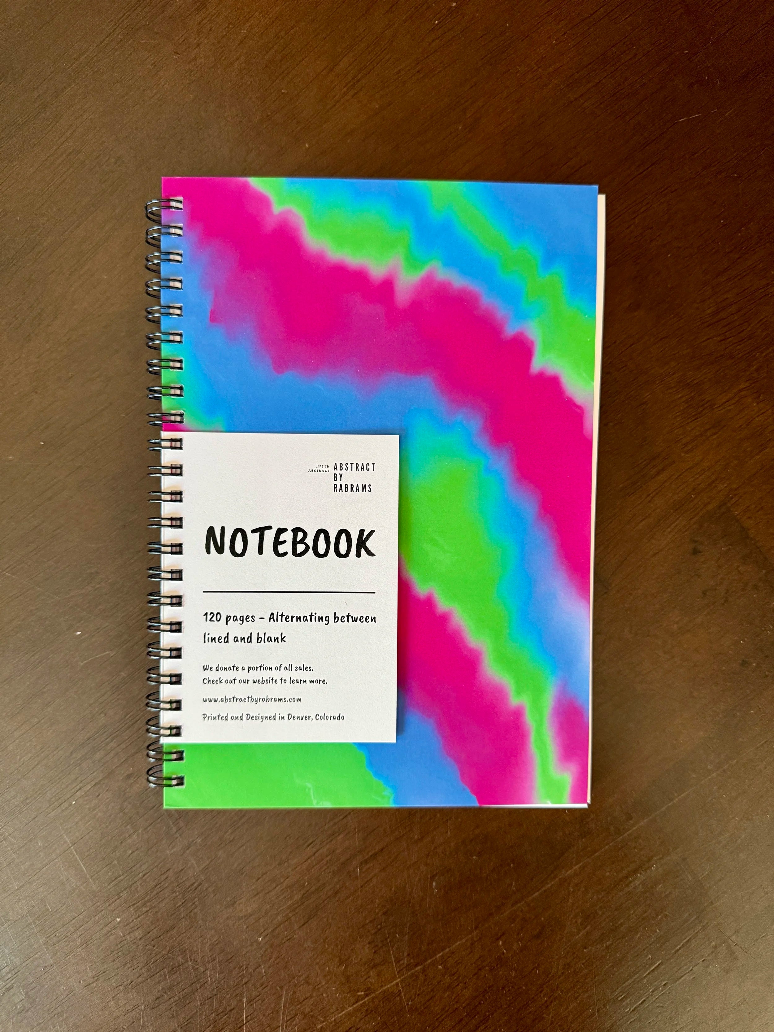 Green, Blue and Pink Soft Touch Cover Spiral Journal -  5.5"x8"