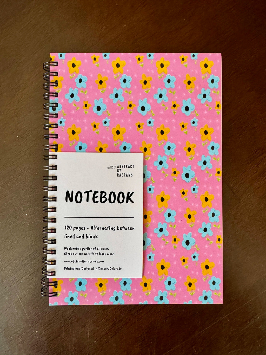 Pink, Yellow, Blue Floral Soft Touch Cover Spiral Journal -  5.5"x8"