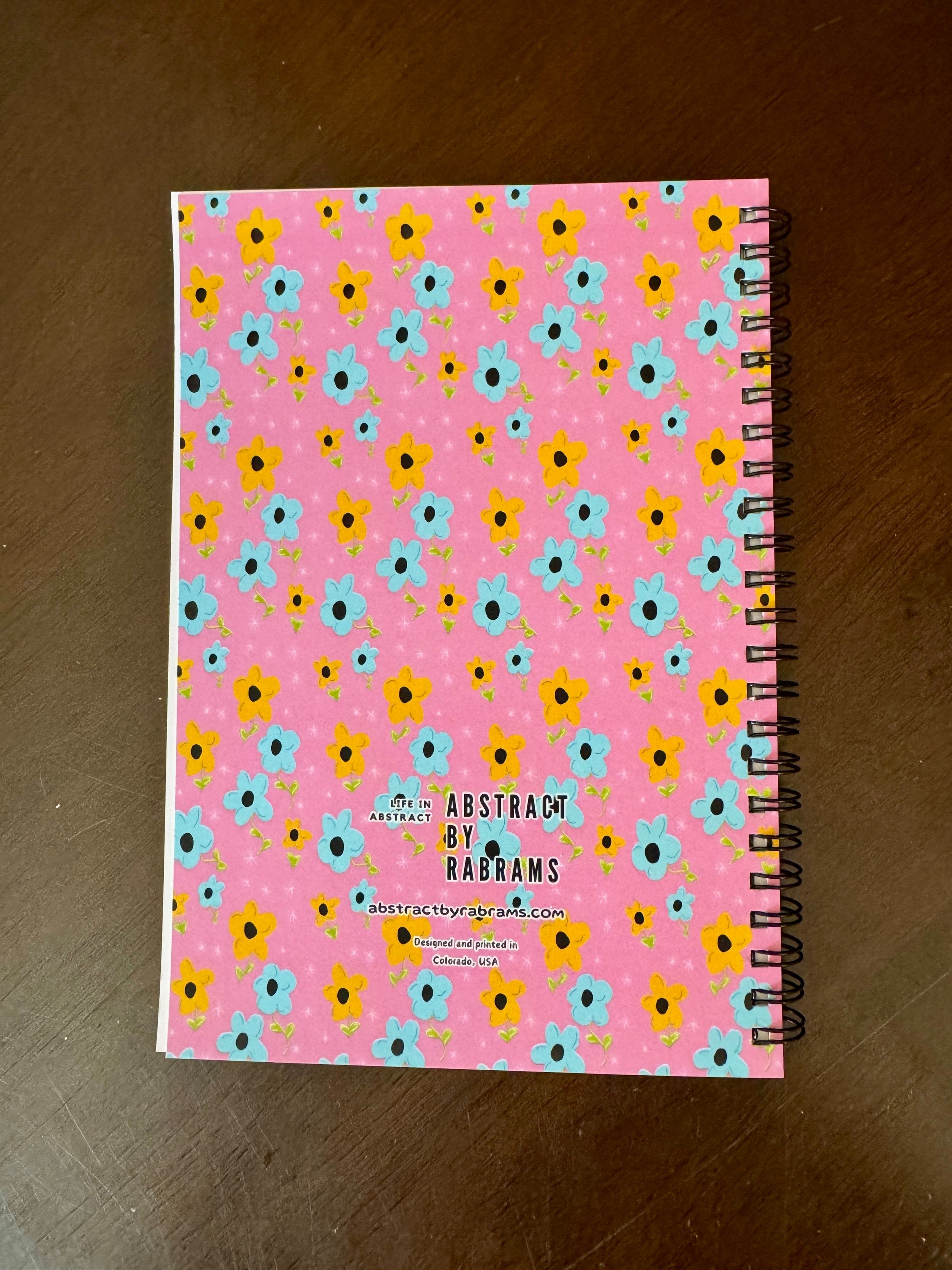 Pink, Yellow, Blue Floral Soft Touch Cover Spiral Journal -  5.5"x8"