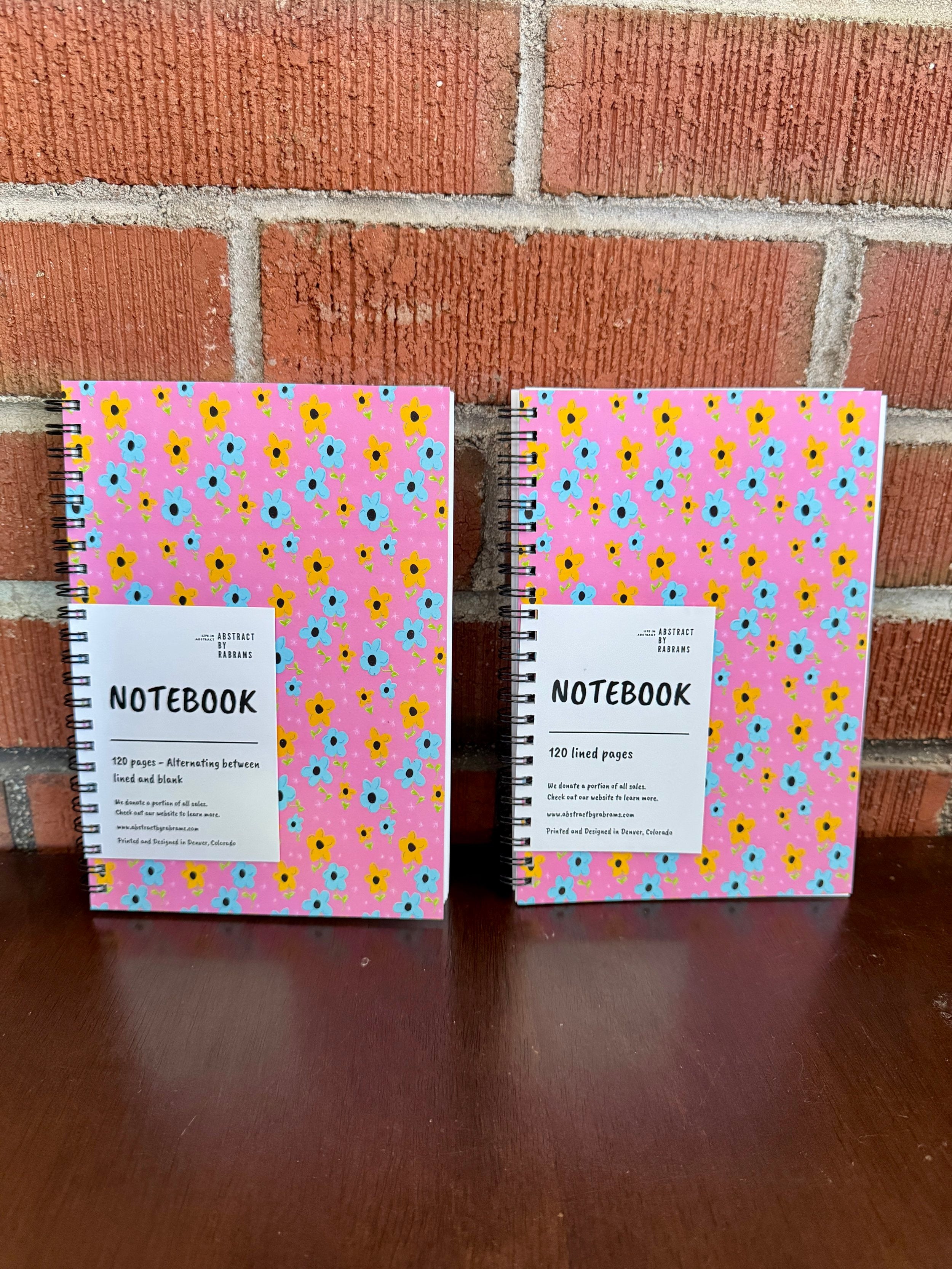 Pink, Yellow, Blue Floral Soft Touch Cover Spiral Journal -  5.5"x8"