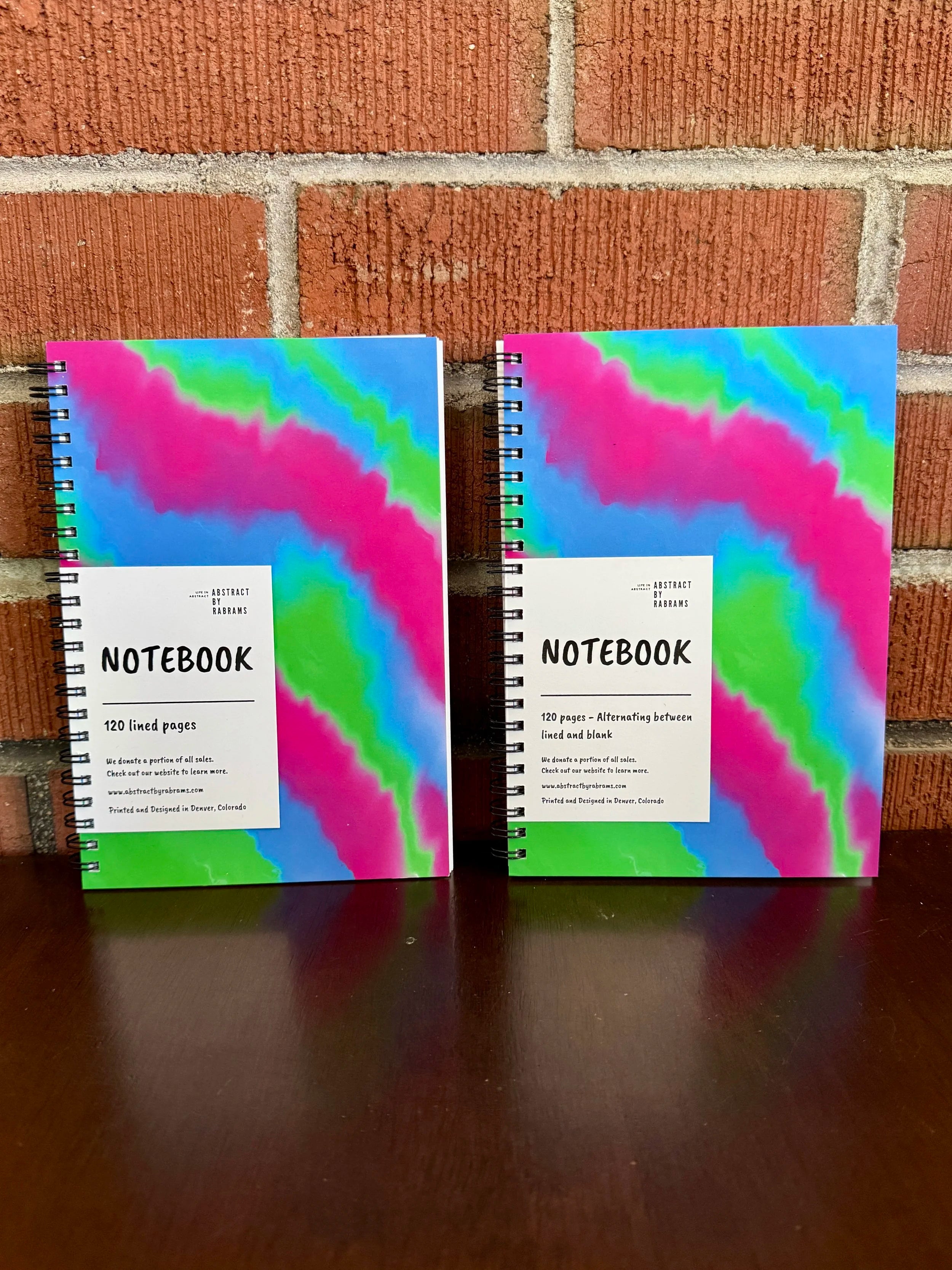 Green, Blue and Pink Soft Touch Cover Spiral Journal -  5.5"x8"