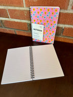 Pink, Yellow, Blue Floral Soft Touch Cover Spiral Journal -  5.5"x8"