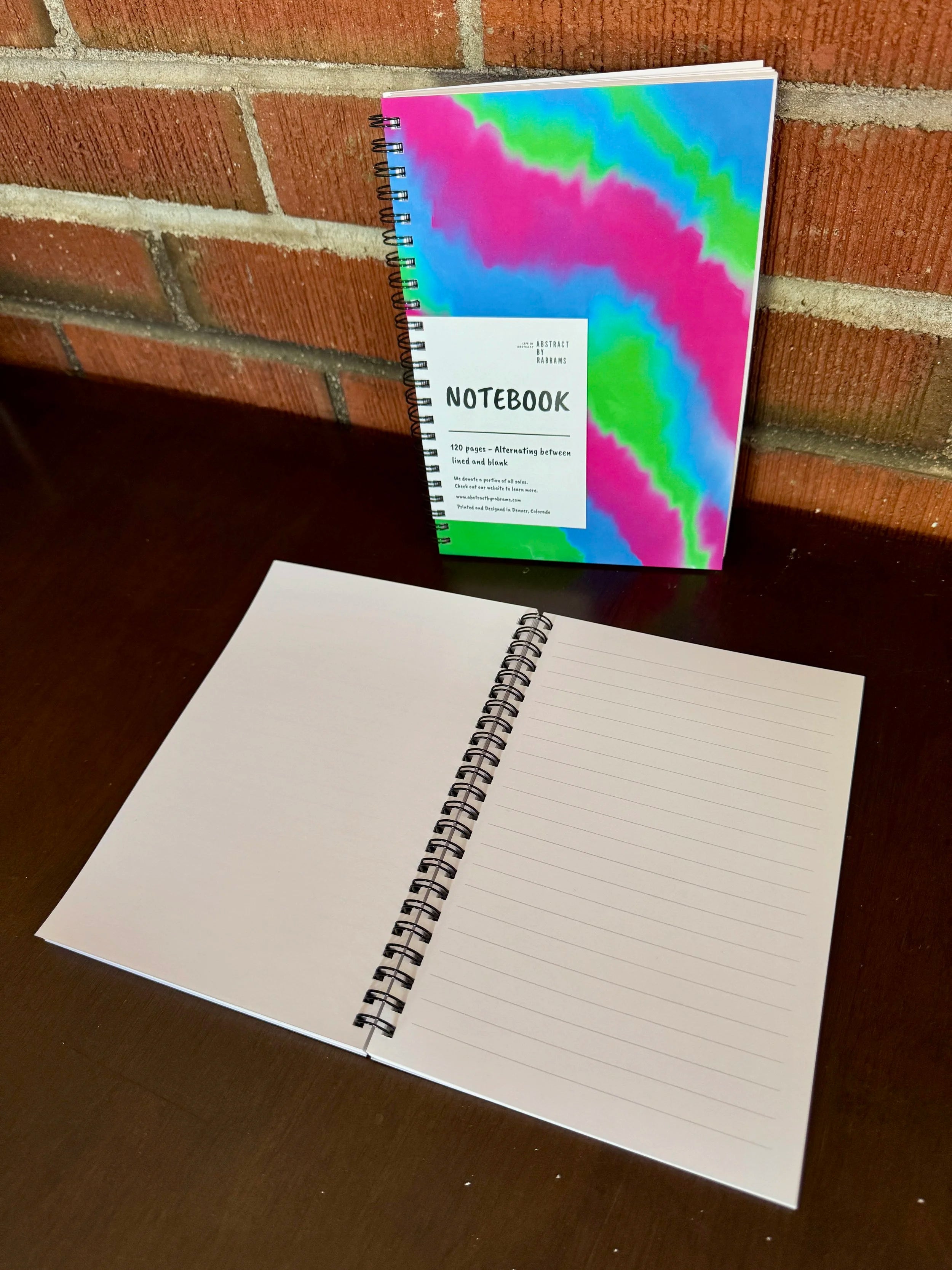 Green, Blue and Pink Soft Touch Cover Spiral Journal -  5.5"x8"