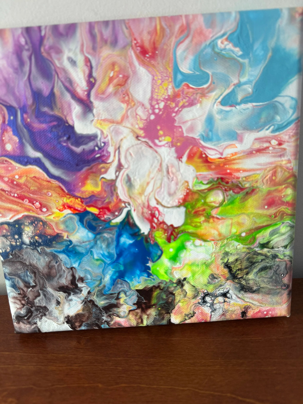 Abstract Rainbow Painting "Awesome Like You #10" - 8"x8"