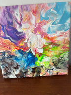 Abstract Rainbow Painting "Awesome Like You #10" - 8"x8"